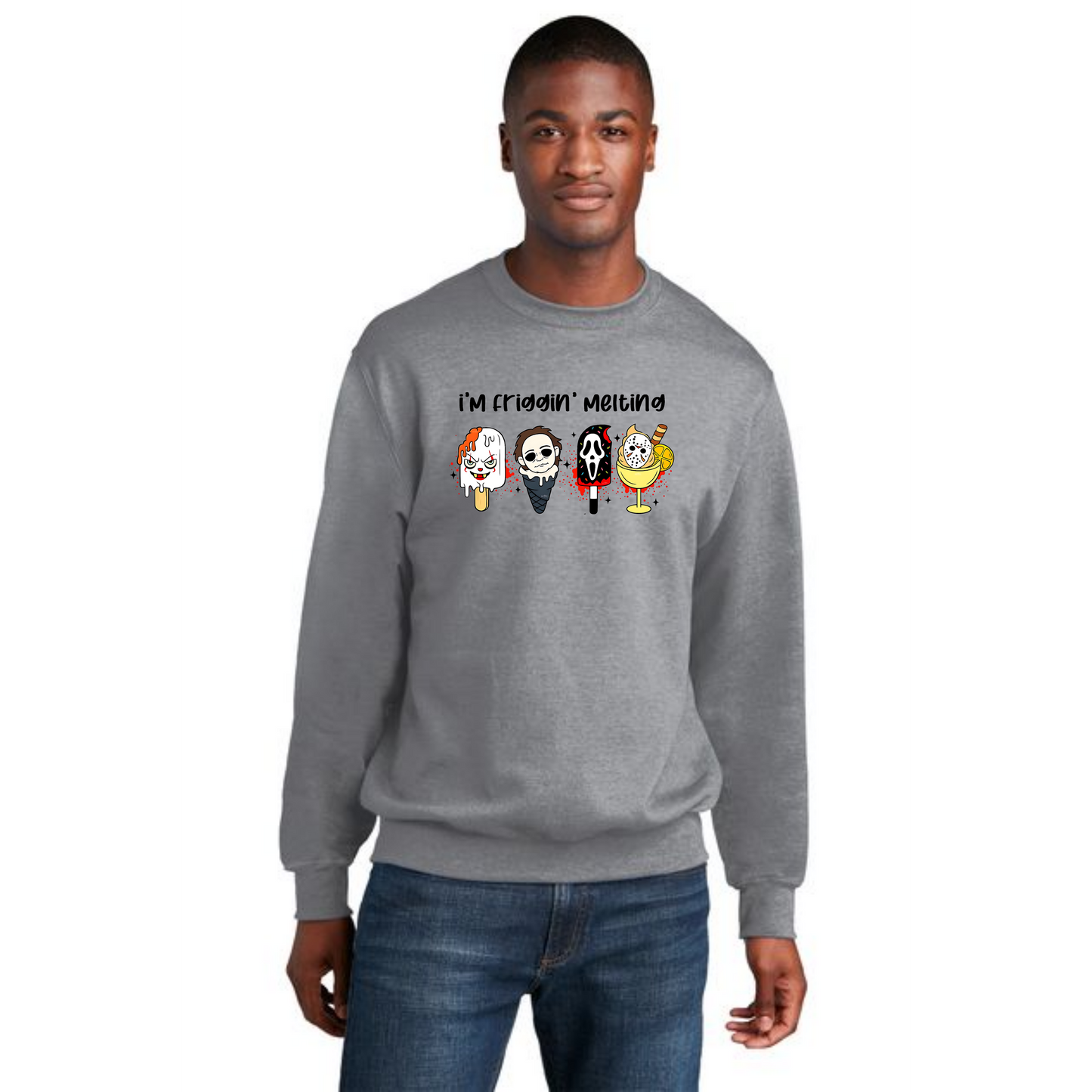 HALLOWEEN SCARY ICECREAM Port & Company® Core Fleece Crewneck Sweatshirt HW-22