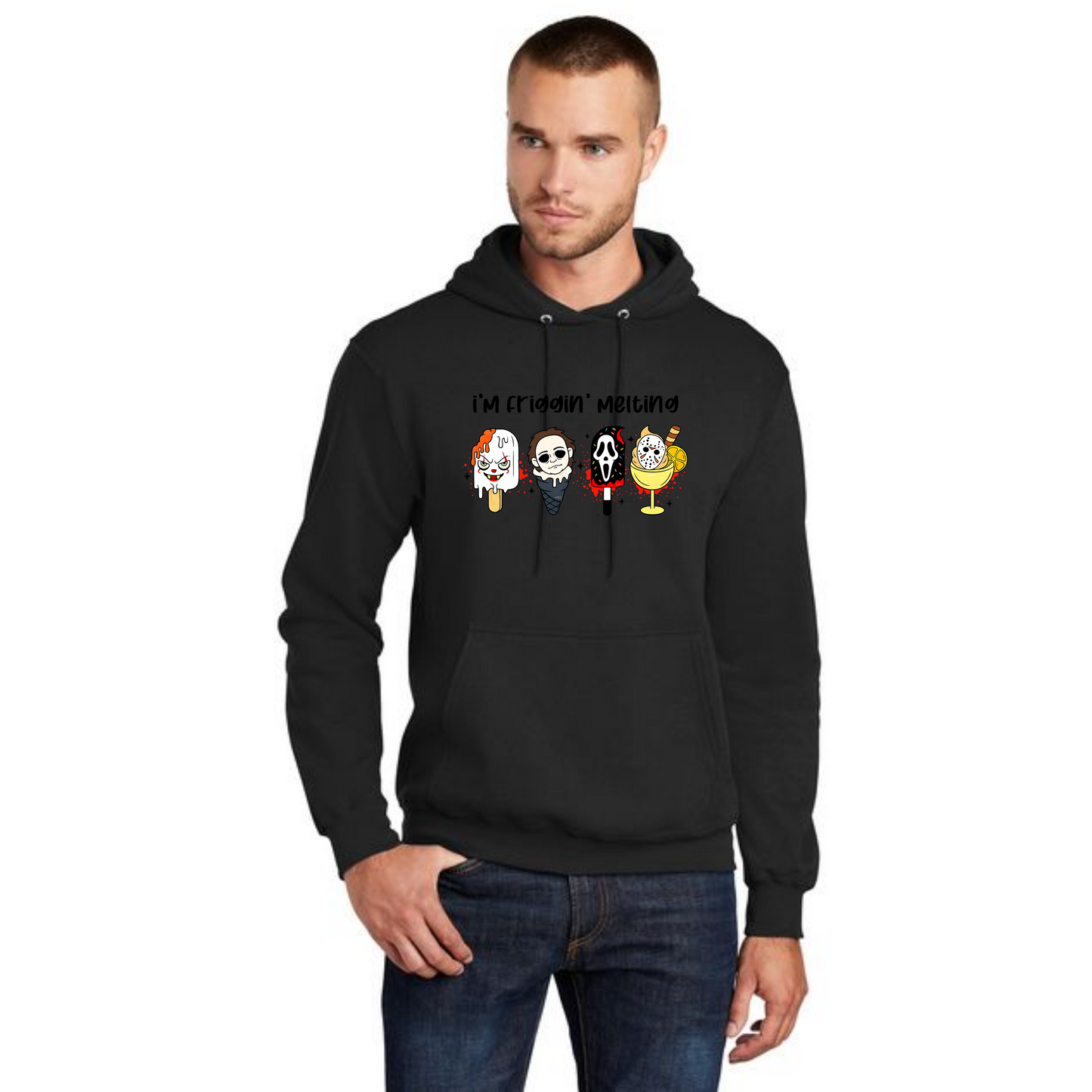 HALLOWEEN SCARY ICECREAM PC78H Port & Company® Core Fleece Pullover Hooded Sweatshirt HW-22
