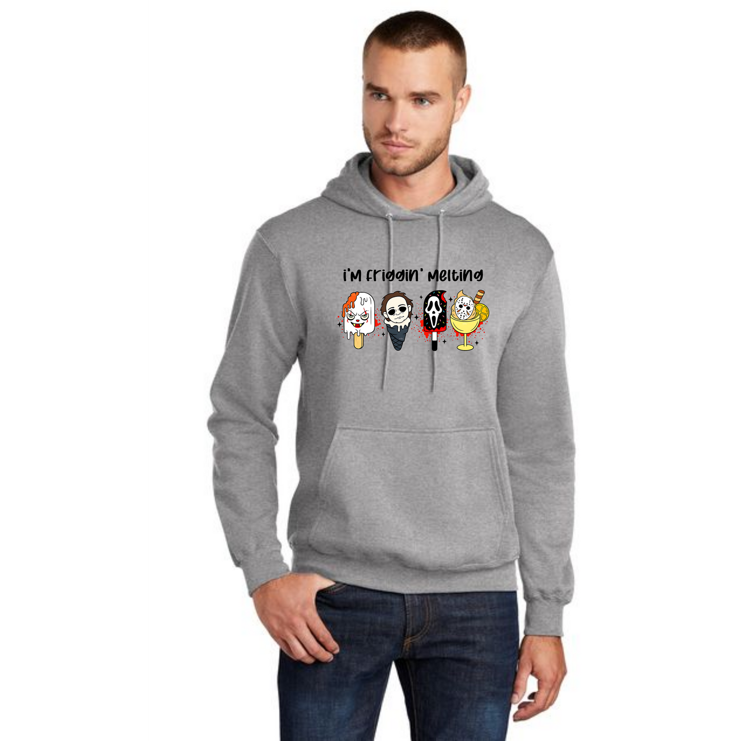 HALLOWEEN SCARY ICECREAM PC78H Port & Company® Core Fleece Pullover Hooded Sweatshirt HW-22