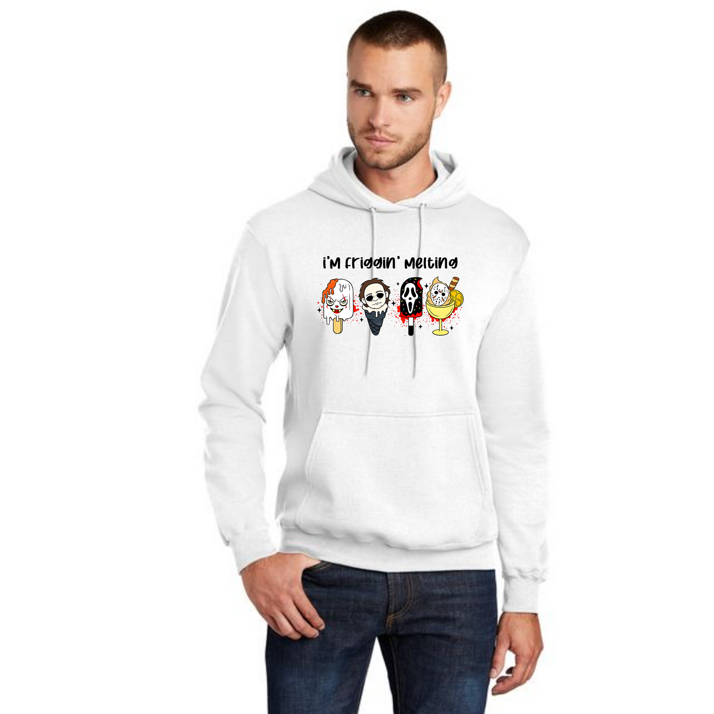 HALLOWEEN SCARY ICECREAM PC78H Port & Company® Core Fleece Pullover Hooded Sweatshirt HW-22