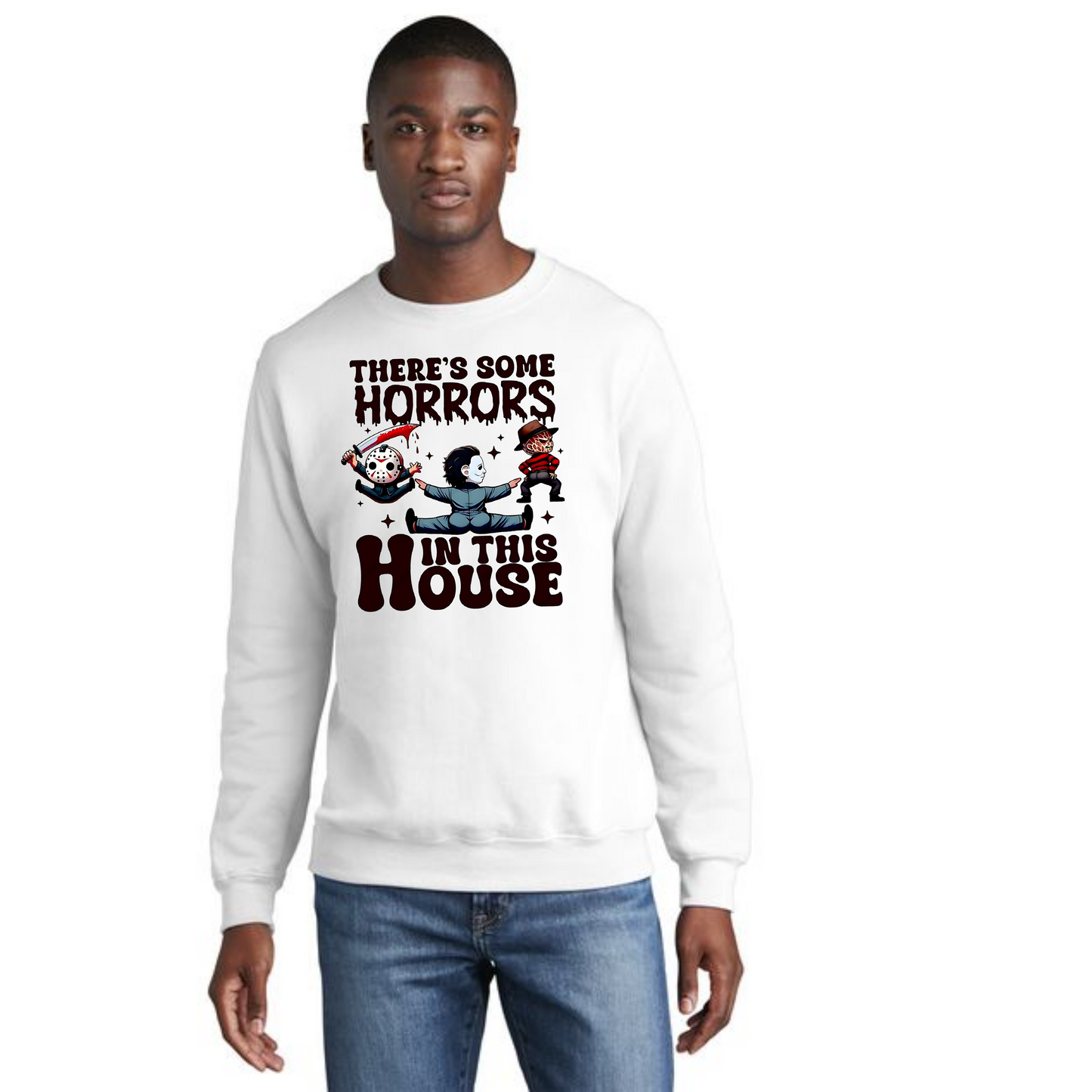 HALLOWEEN HORRORS IN THE HOUSE Port & Company® Core Fleece Crewneck Sweatshirt HW-23