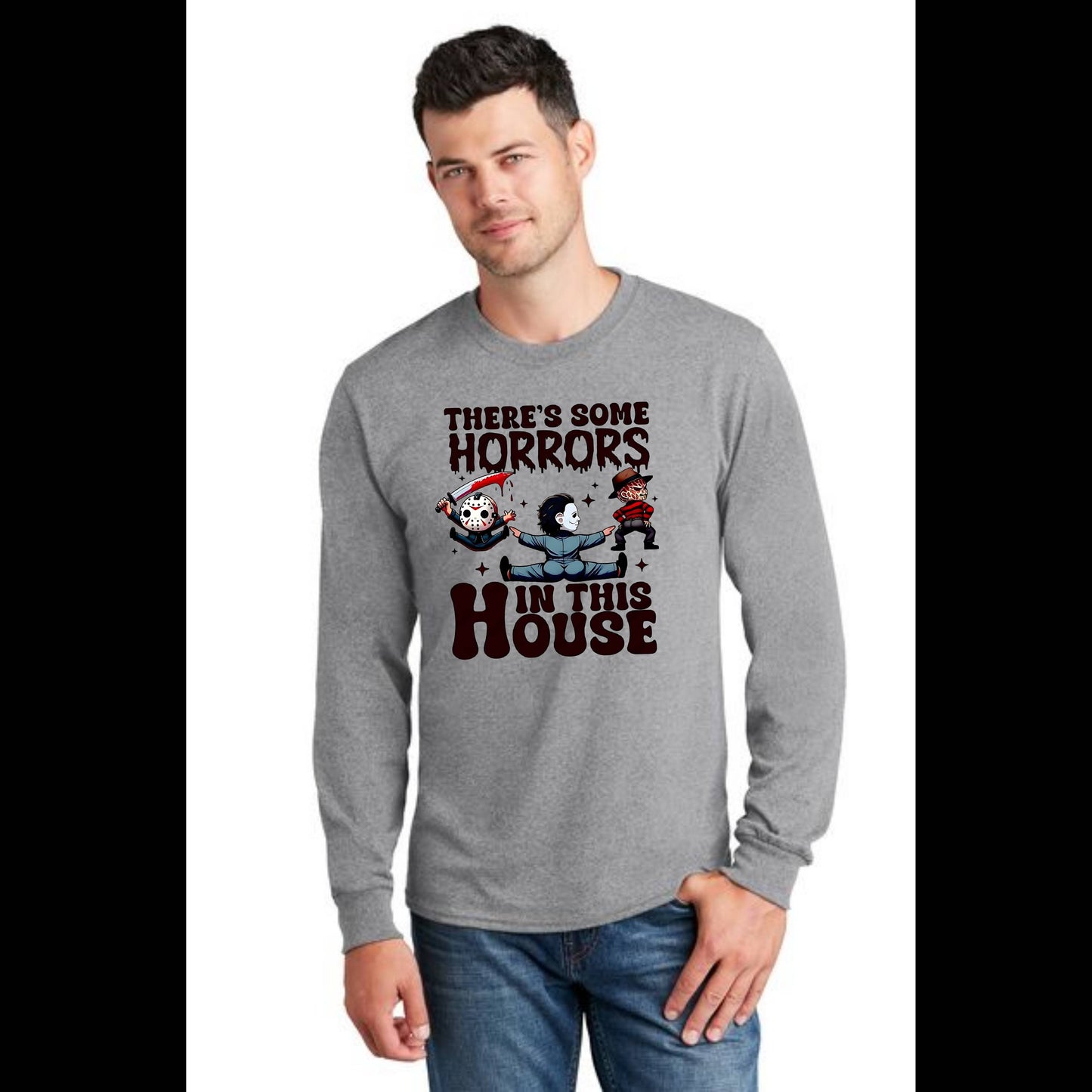 HALLOWEEN HORRORS IN THE HOUSE PC55LS Port & Company® Long Sleeve Core Cotton Tee HW-23