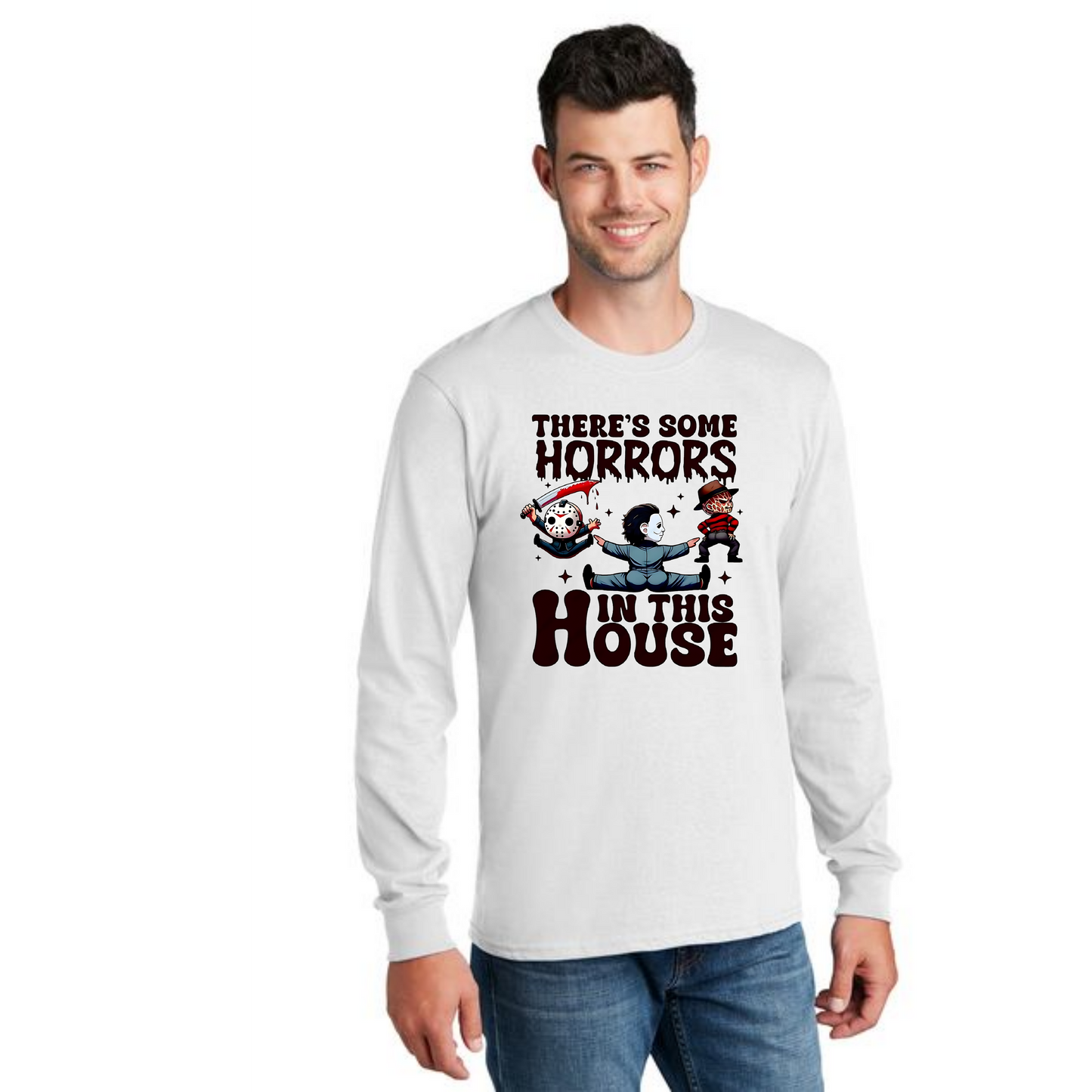 HALLOWEEN HORRORS IN THE HOUSE PC55LS Port & Company® Long Sleeve Core Cotton Tee HW-23