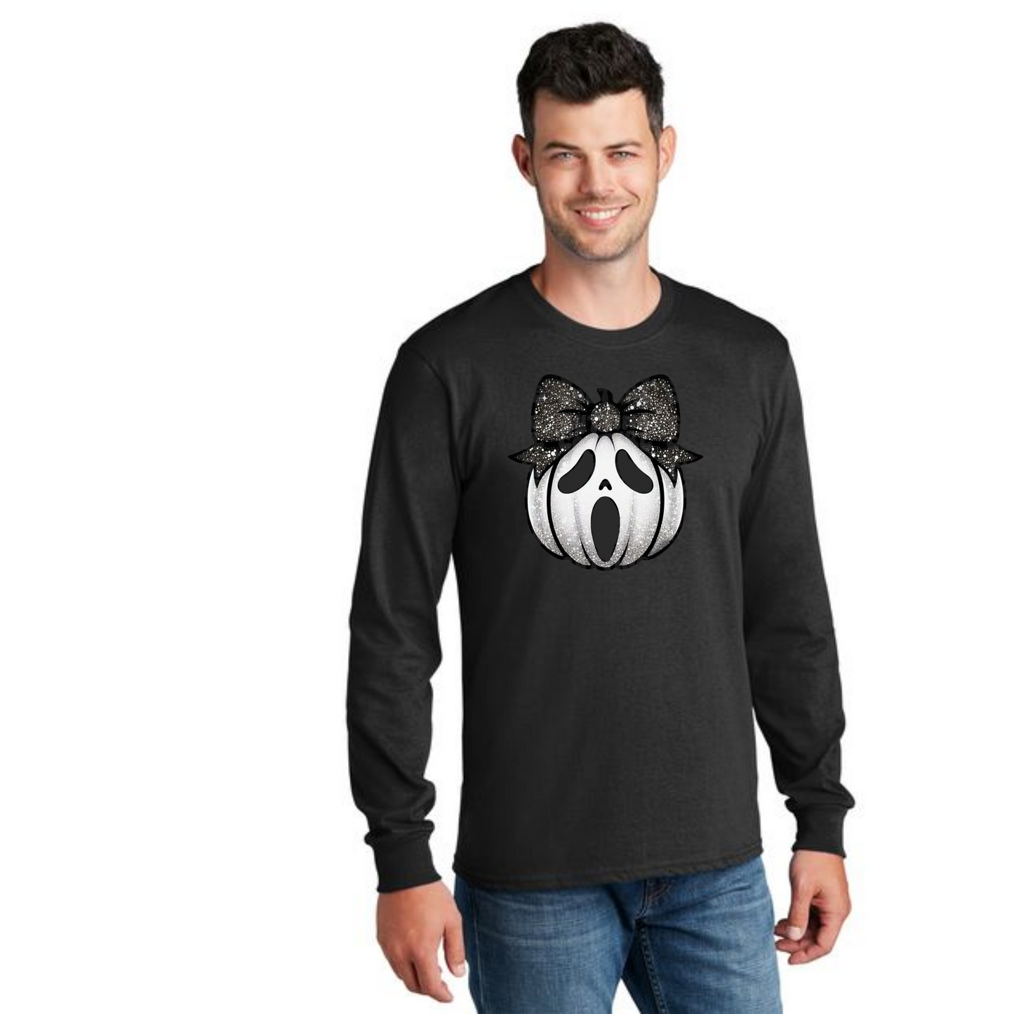 HALLOWEEN PUMPKIN PC55LS Port & Company® Long Sleeve Core Cotton Tee HW-25