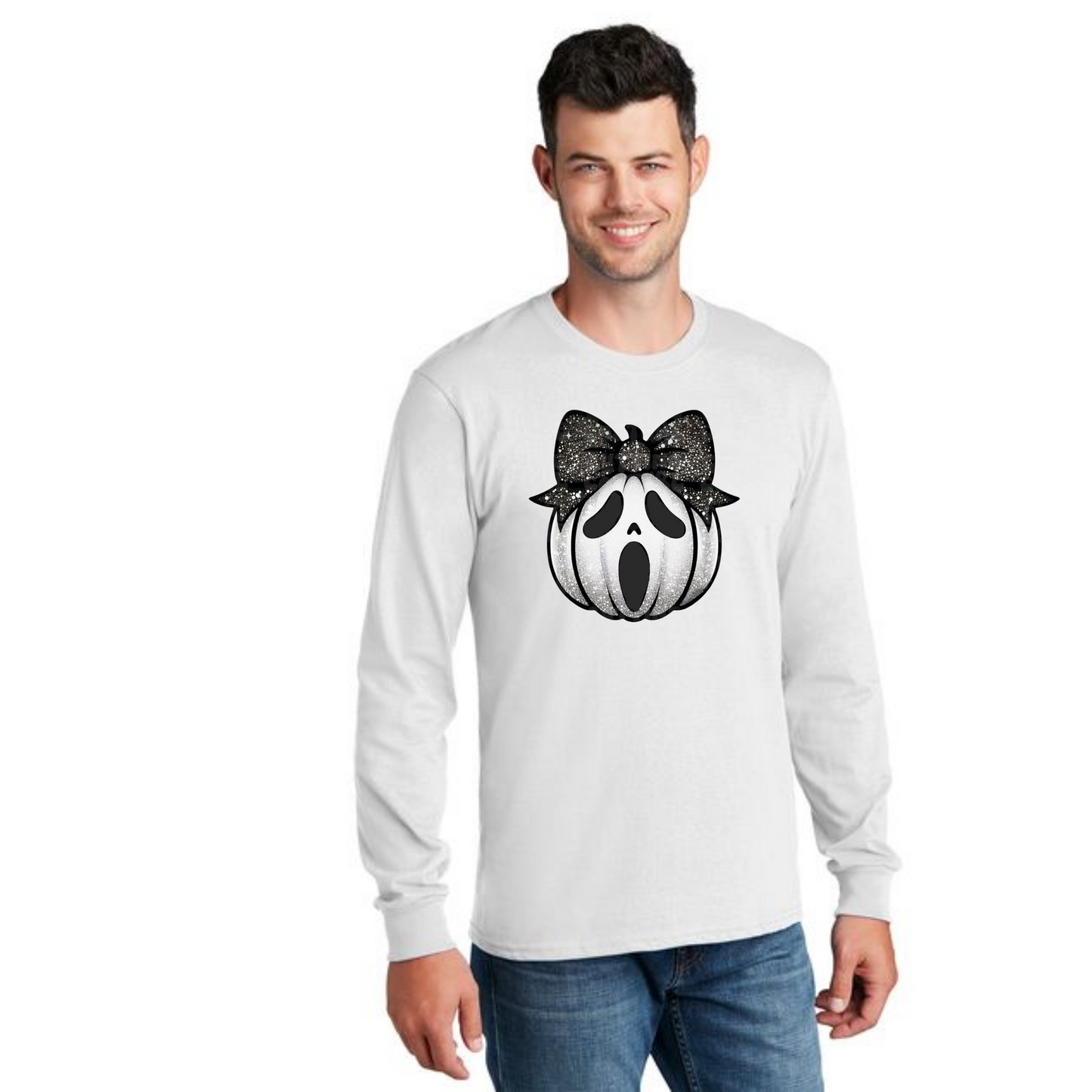HALLOWEEN PUMPKIN PC55LS Port & Company® Long Sleeve Core Cotton Tee HW-25