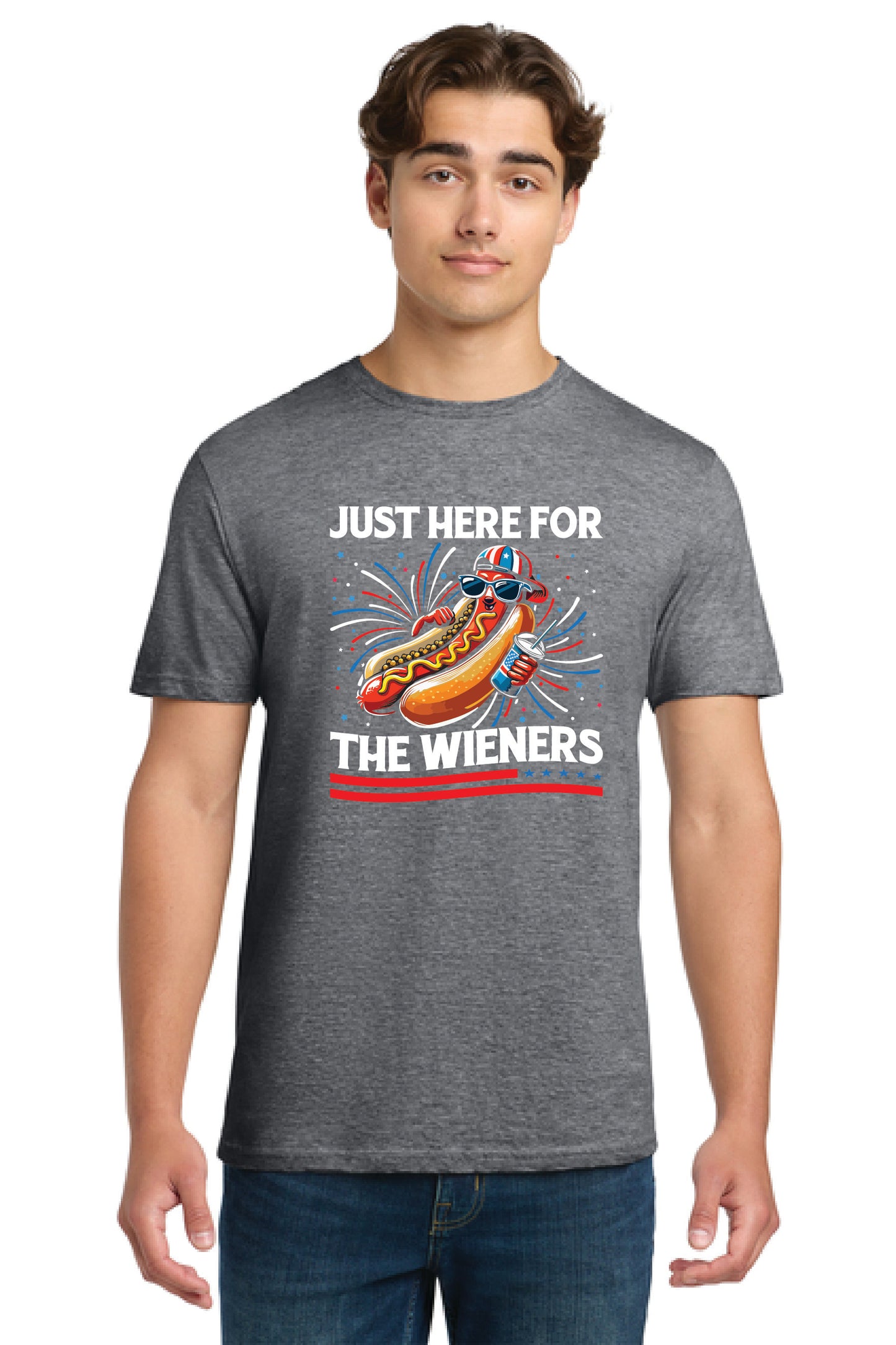 JUST HERE FOR THE WIENERS Gildan Softstyle® T-Shirt Unisex Short Sleeve Tee 6