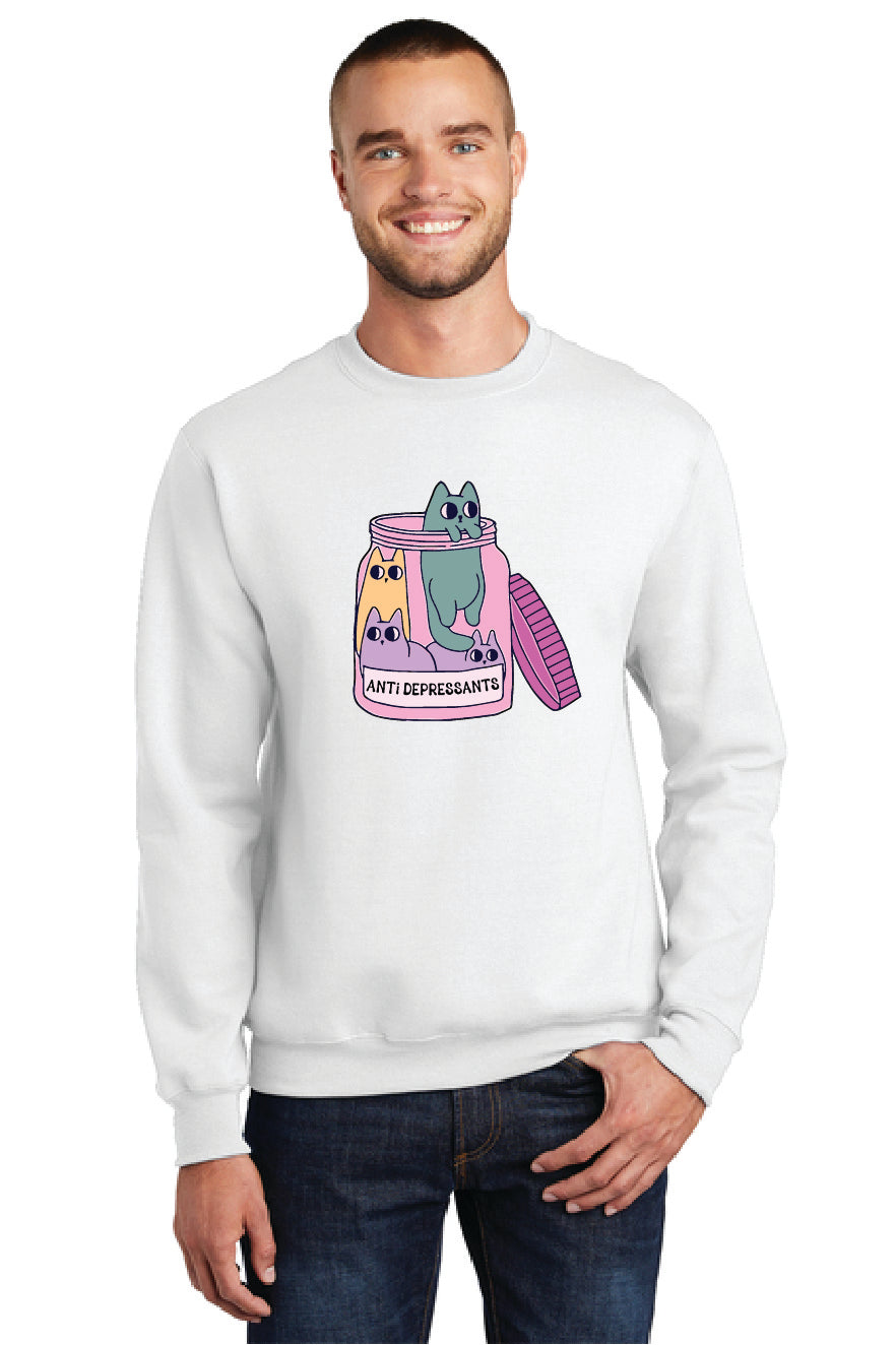 ANTI DEPRESSANTS CATS PC78 Port & Company® Essential Fleece Crewneck Sweatshirt 5