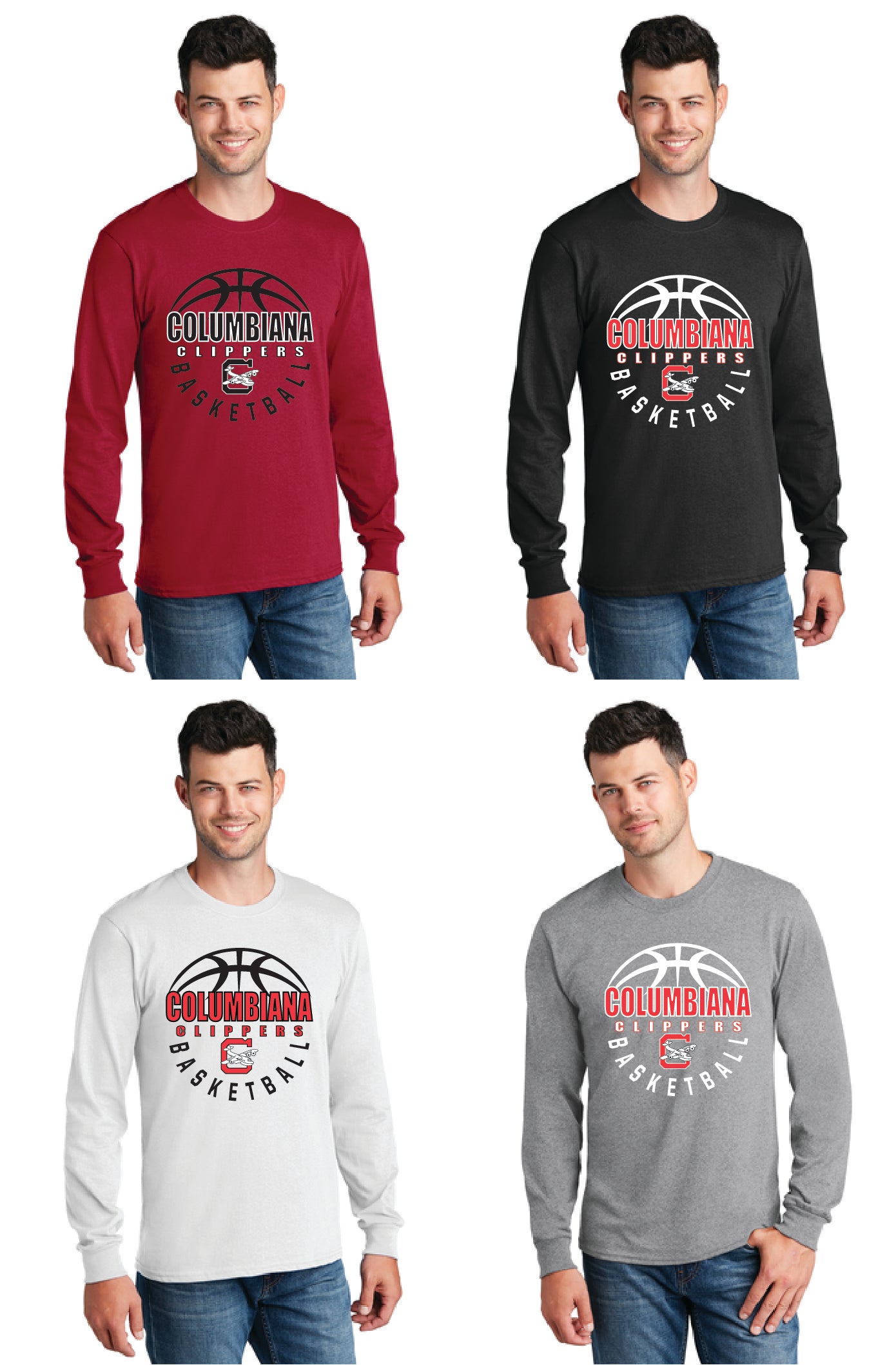 Columbiana Clippers Basketball PC55LS Port & Company® Long Sleeve Core Blend Tee 3