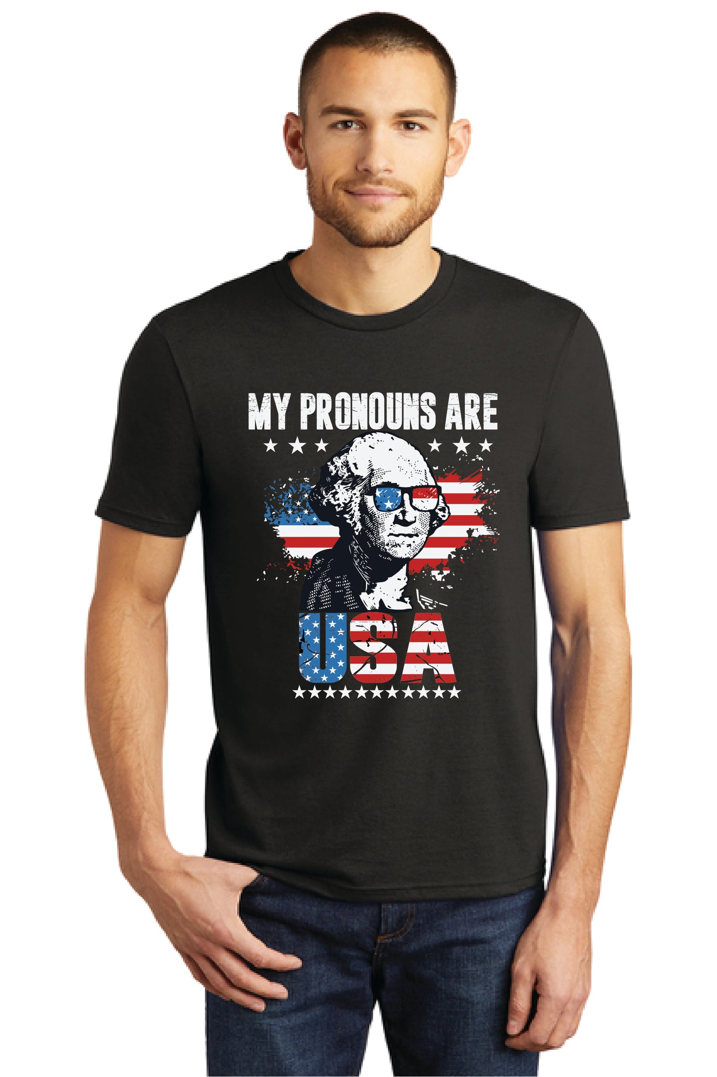 MY PRONOUNS ARE U. S. A. DM130 District ® Perfect Tri ® Tee 19