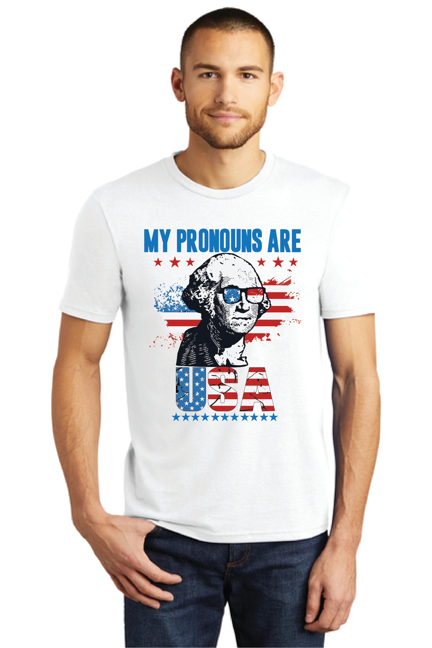 MY PRONOUNS ARE U. S. A. DM130 District ® Perfect Tri ® Tee 19