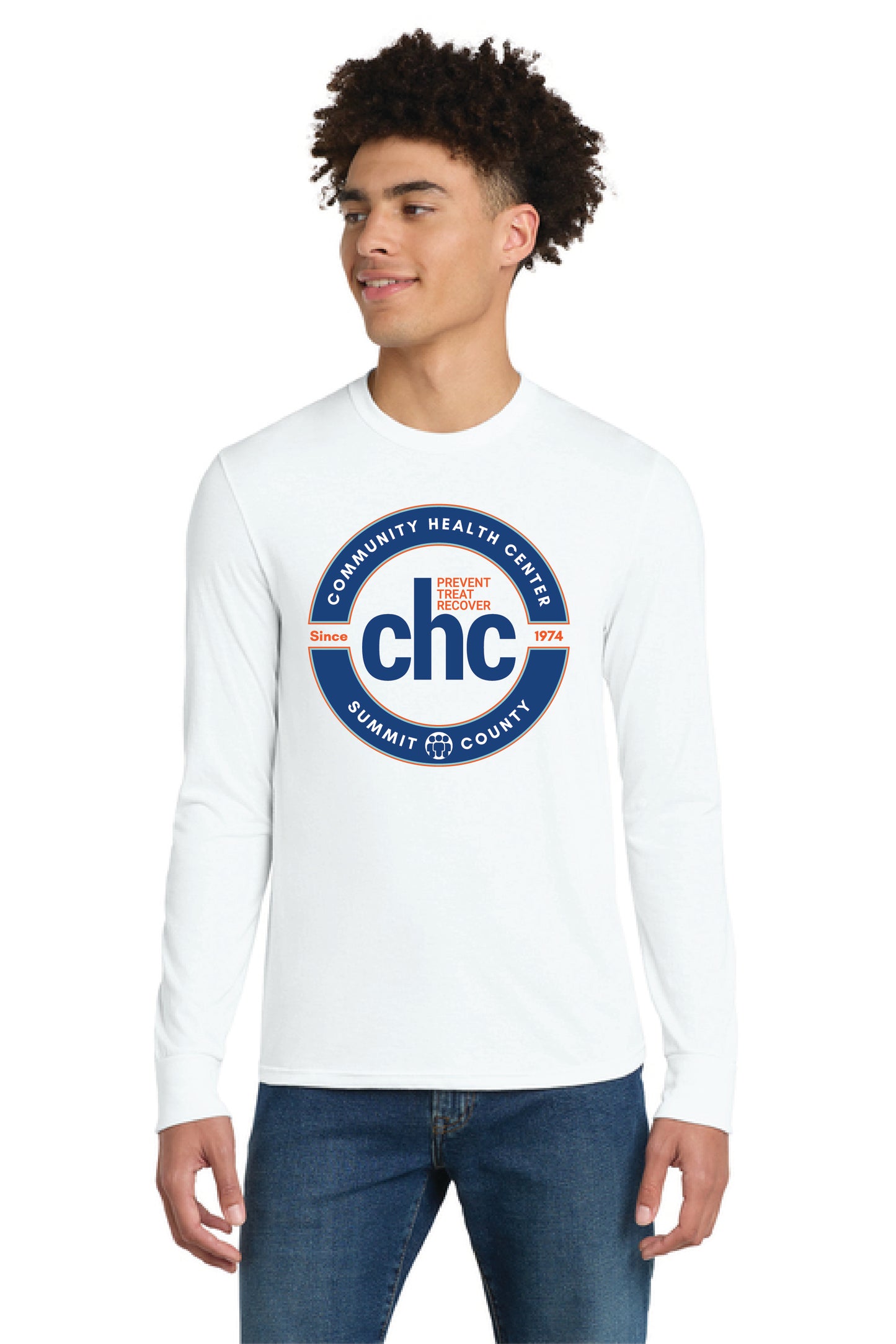 DM132 District® Perfect Tri® Long Sleeve Tee CIRCLE CHC-49