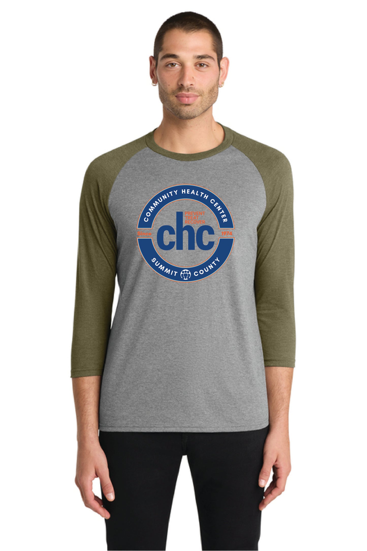 DM136 District® Perfect Tri® 3/4-Sleeve Raglan CIRCLE CHC-47
