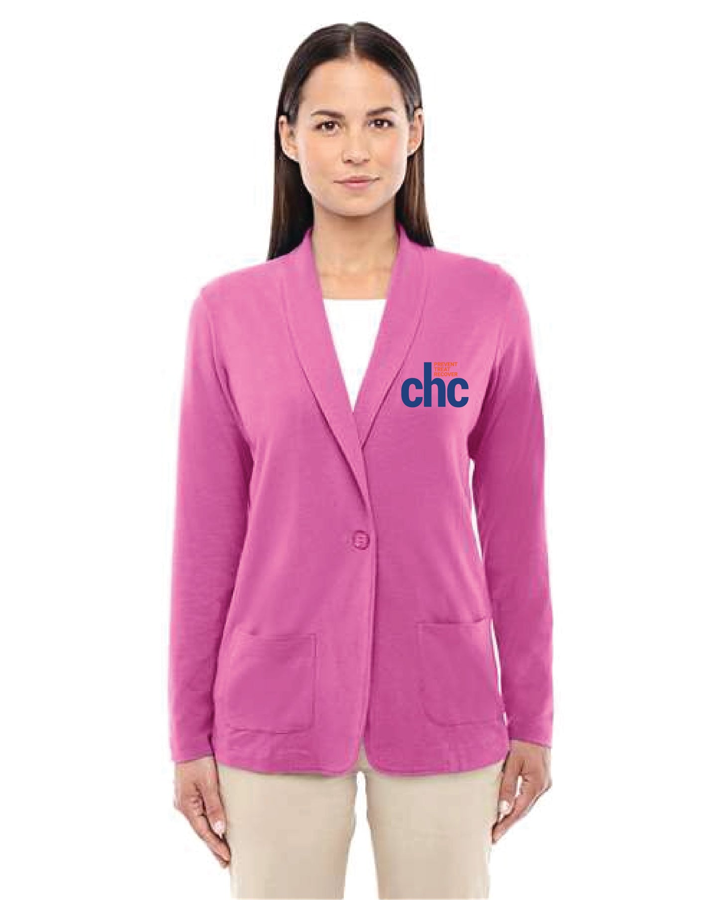 DP462W Women's Perfect Fit™ Shawl Collar Cardigan EMB-CHC-14