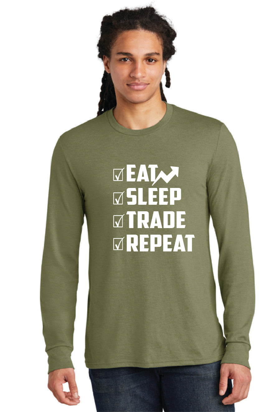 EAT SLEEP TRADE REPEAT DM132 District ® Perfect Tri ® Long Sleeve Tee 5