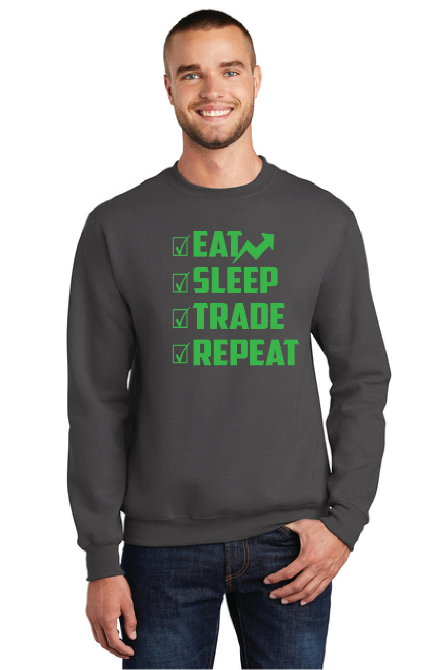 EAT SLEEP TRADE REPEAT PC78 Port & Company® Core Fleece Crewneck Sweatshirt 5
