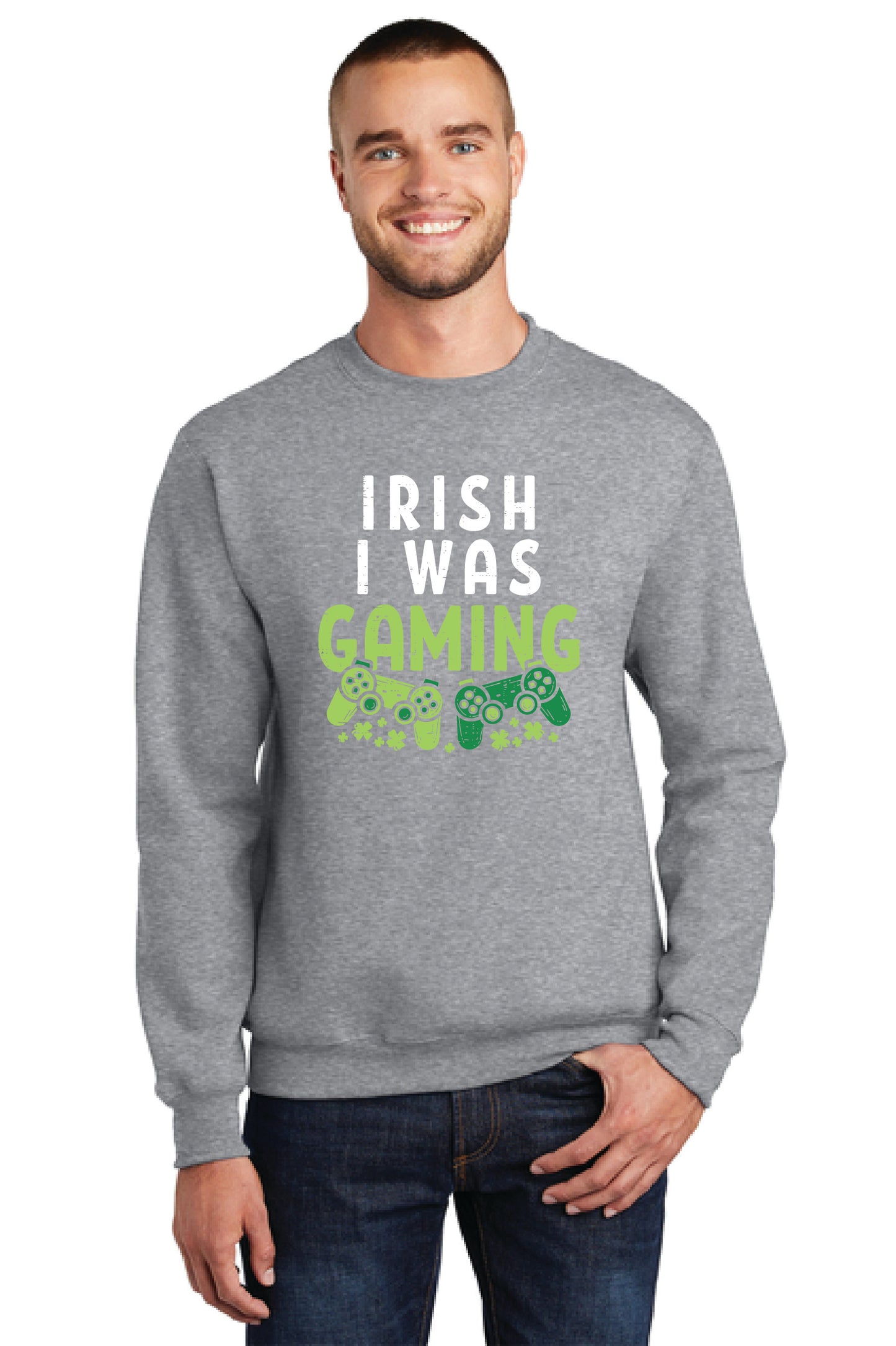 IRISH I WAS GAMING PC78 Port & Company® Core Fleece Crewneck Sweatshirt 29
