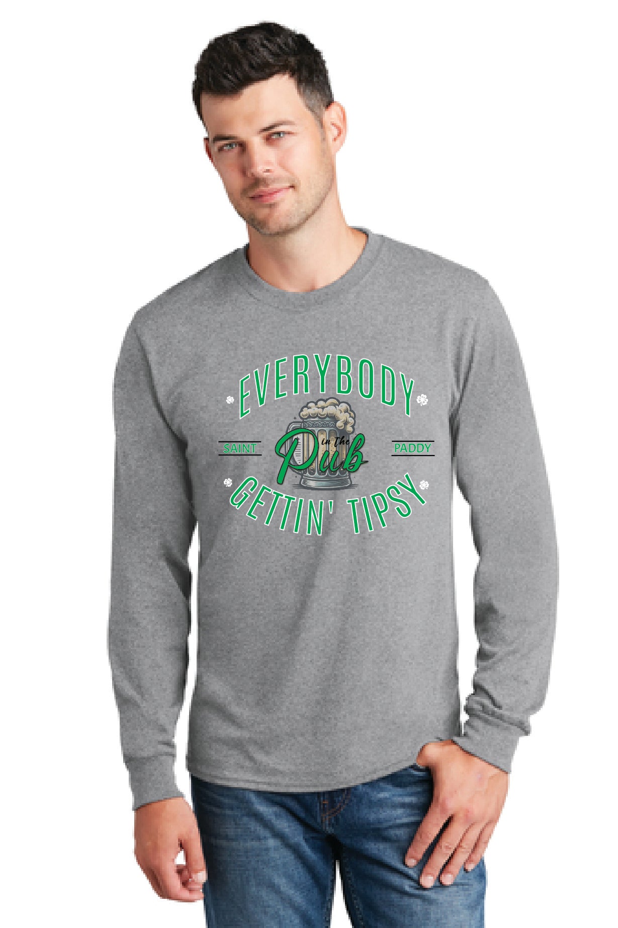 EVERYBODY IN THE PUB GETTIN TIPSY Port & Company® Long Sleeve Core Cotton Tee 5