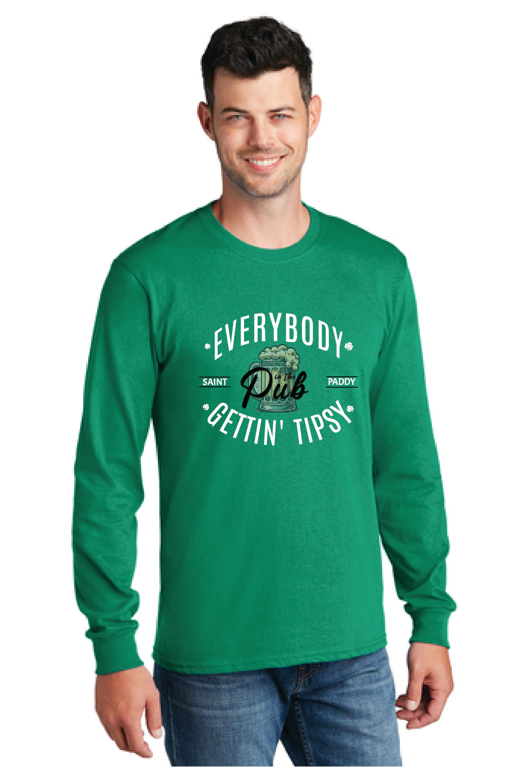 EVERYBODY IN THE PUB GETTIN TIPSY Port & Company® Long Sleeve Core Cotton Tee 5