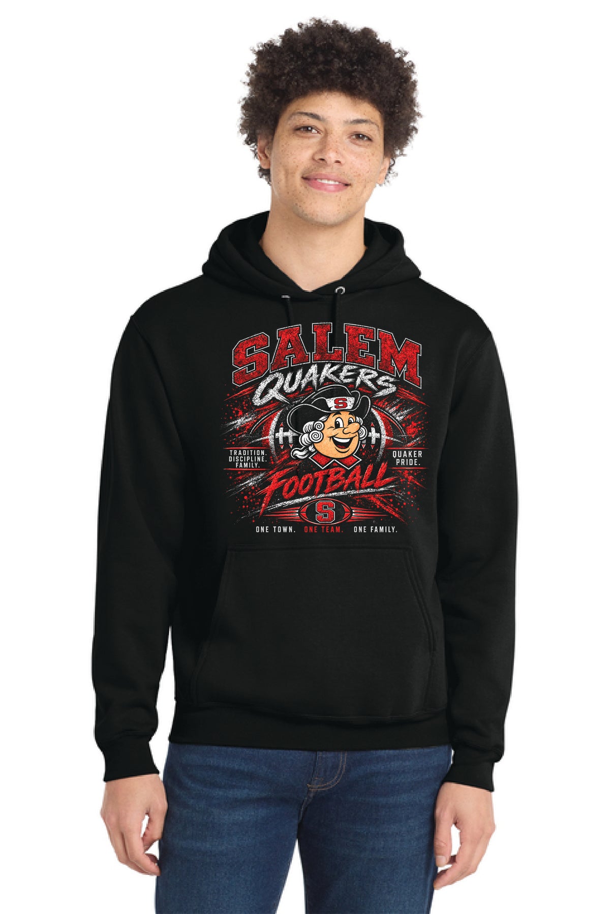 SALEM QUAKERS FOOTBALL PC78H Port & Company® Core Fleece Pullover Hooded Sweatshirt SF-19