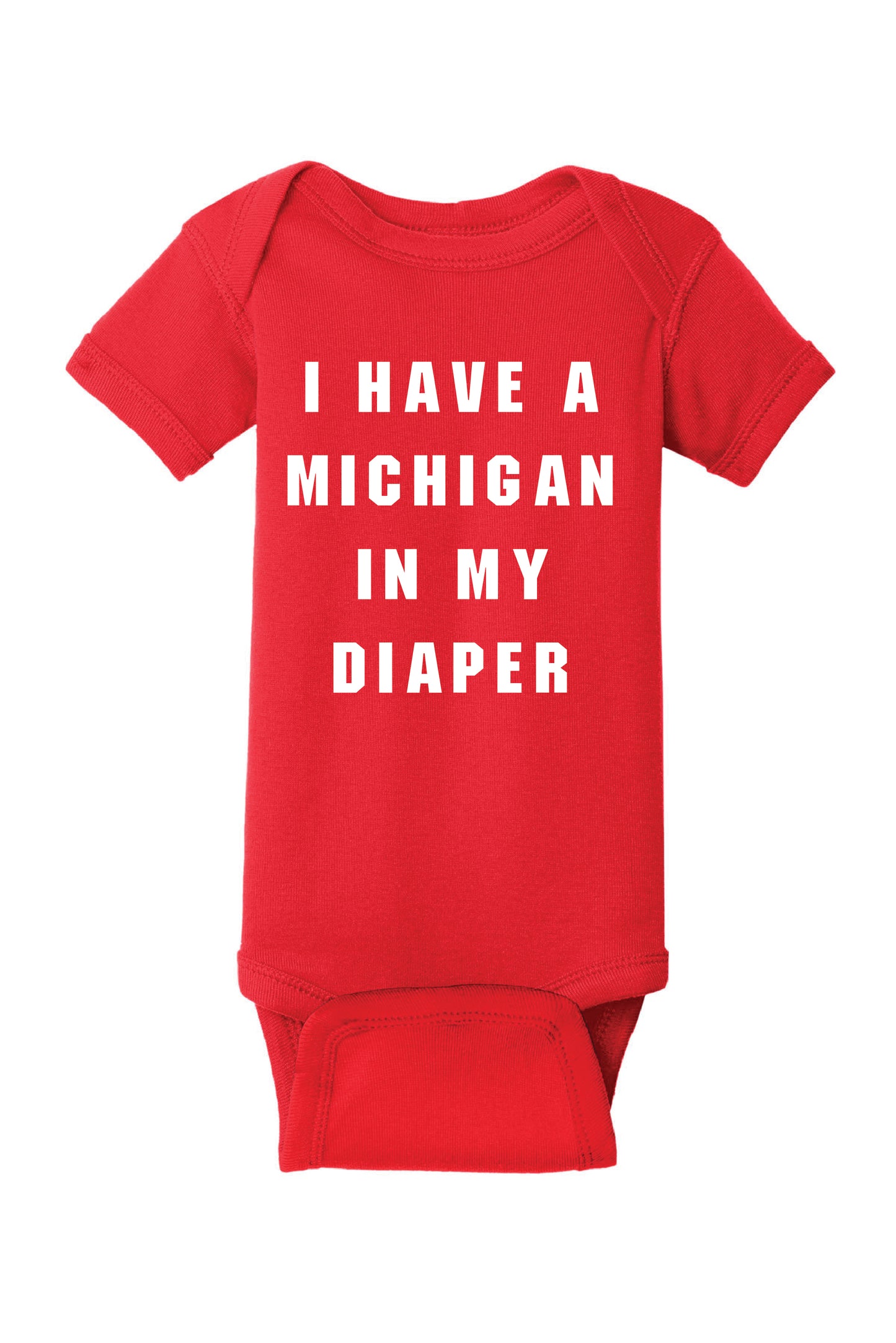I HAVE A MICHIGAN IN MY DIAPER RS4400 Rabbit Skins™ Infant Short Sleeve Baby Rib Bodysuit 6