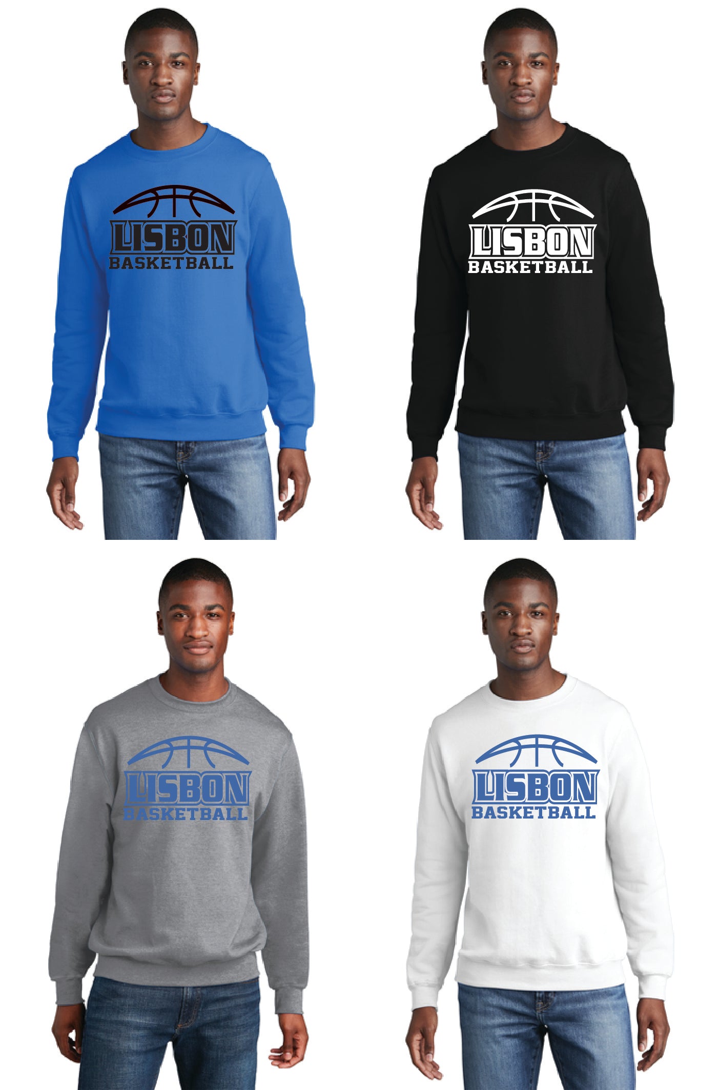 Lisbon Blue Devils Basketball PC78 Port & Company® Core Fleece Crewneck Sweatshirt 1