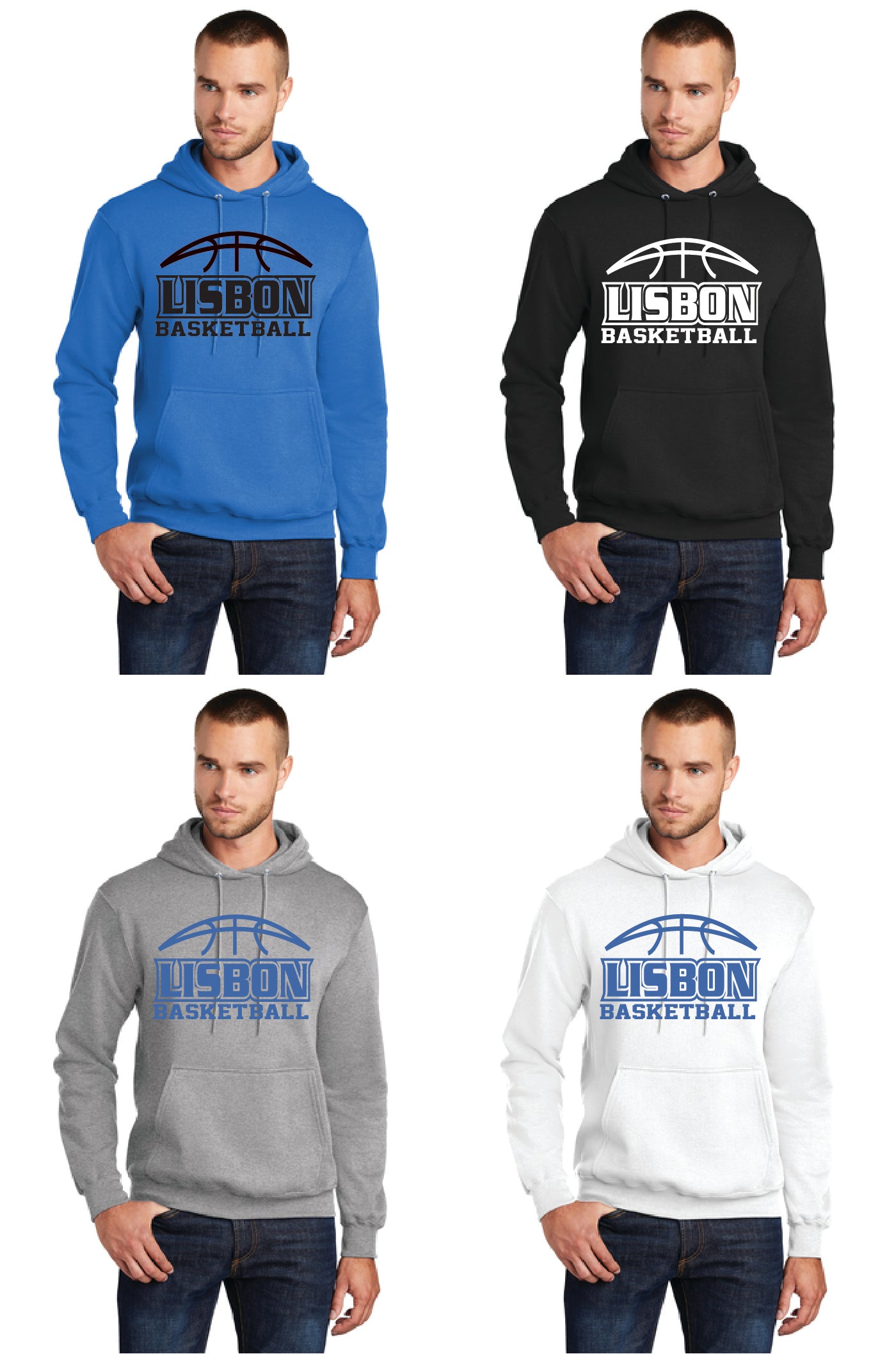 Lisbon Blue Devils Basketball PC78H Port & Company® Core Fleece Pullover Hooded Sweatshirt 1