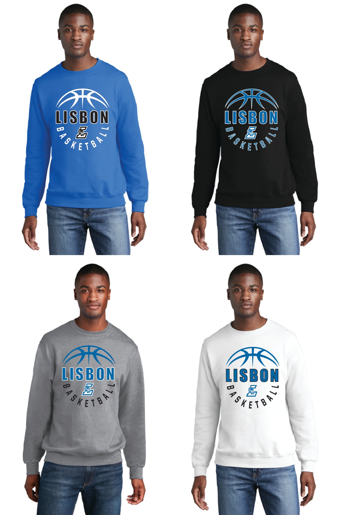 Lisbon Blue Devils Basketball PC78 Port & Company® Core Fleece Crewneck Sweatshirt 2