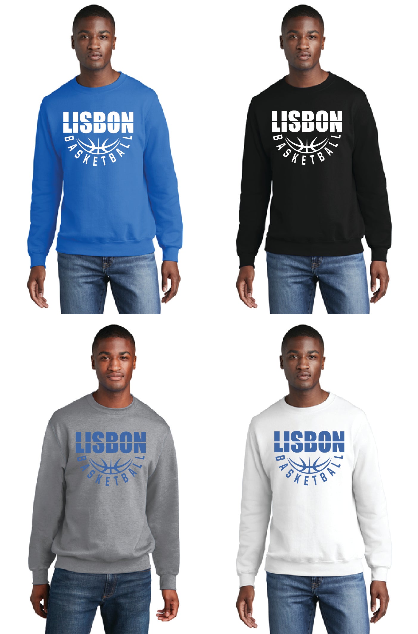 Lisbon Blue Devils Basketball PC78 Port & Company® Core Fleece Crewneck Sweatshirt 3