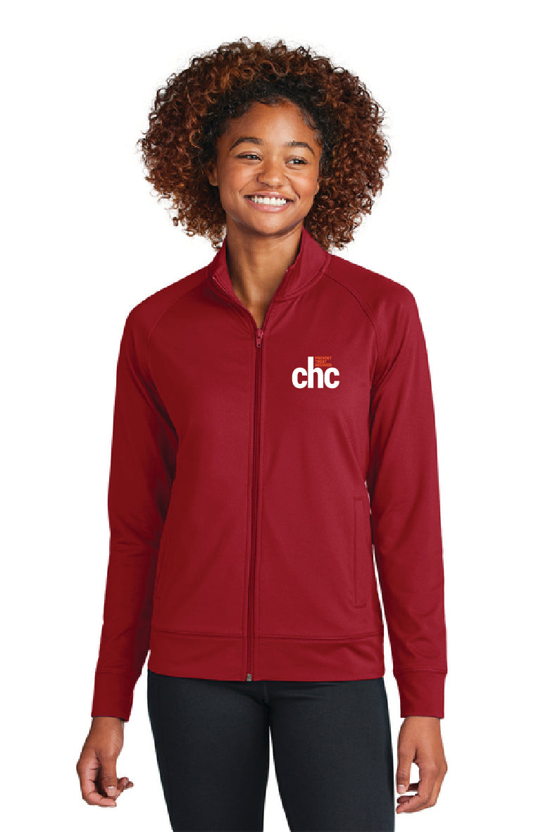 LST857 Sport-Tek® Women's Sport-Wick® Stretch Full-Zip Cadet Jacket EMB CHC-29
