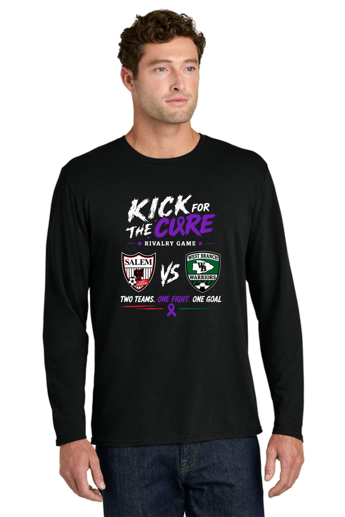 SALEM GIRLS SOCCER KICK FOR A CURE PC43LS Port & Co® Easy Cotton Long Sleeve Tee 23