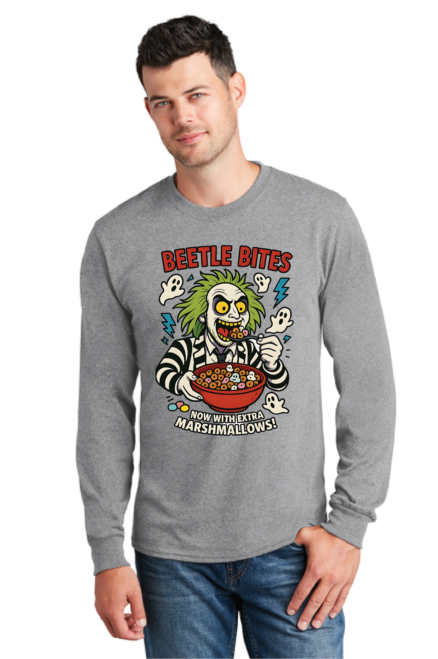 HALLOWEEN BEETLE BITES PC55LS Port & Company® Long Sleeve Core Cotton Tee HW-6