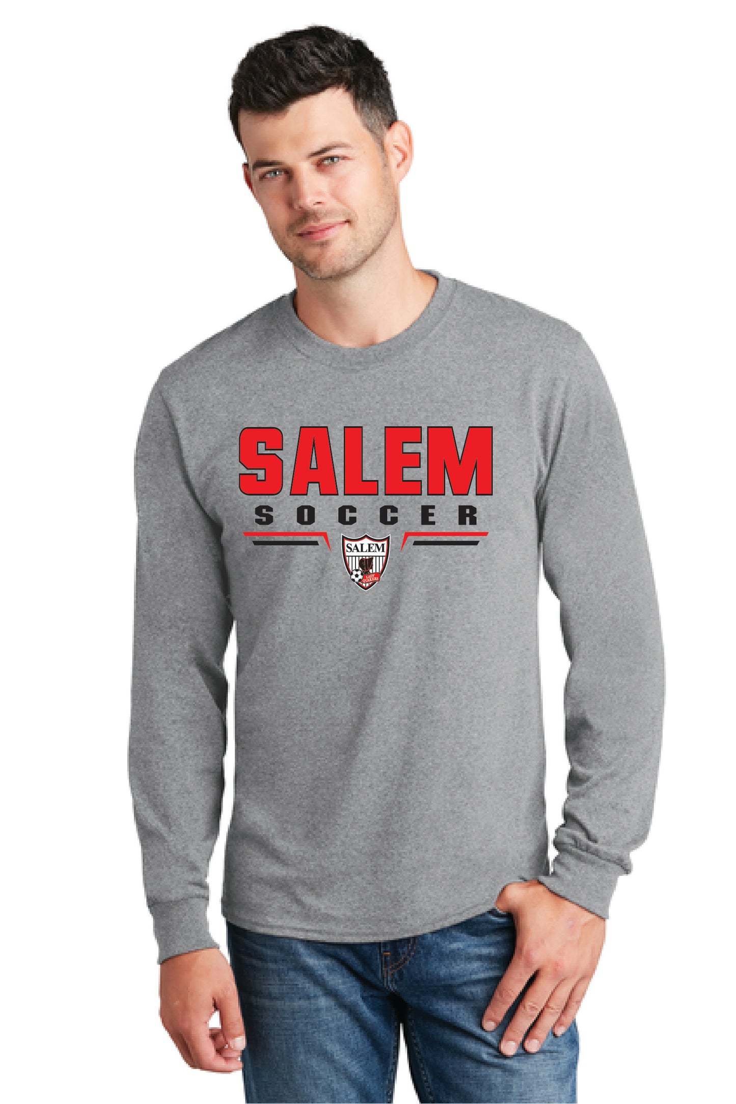 SALEM QUAKERS SOCCER PC54LS Port & Company® Long Sleeve Core Cotton Tee 11