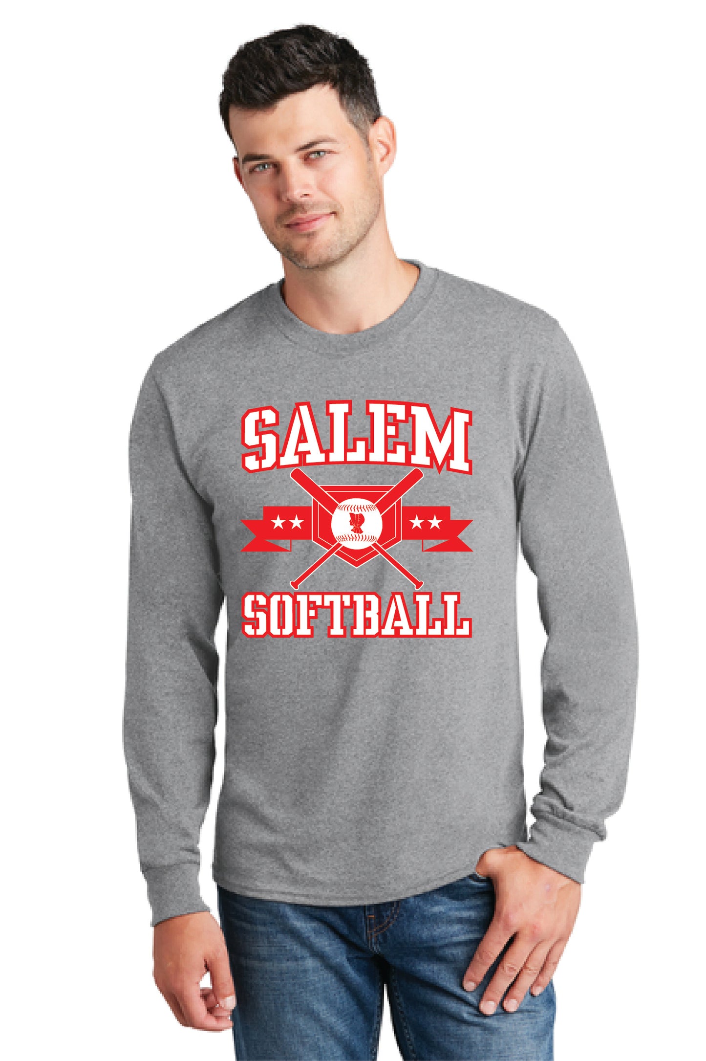 SALEM QUAKERS SOFTBALL PC54LS Port & Company® Long Sleeve Core Cotton Tee 3