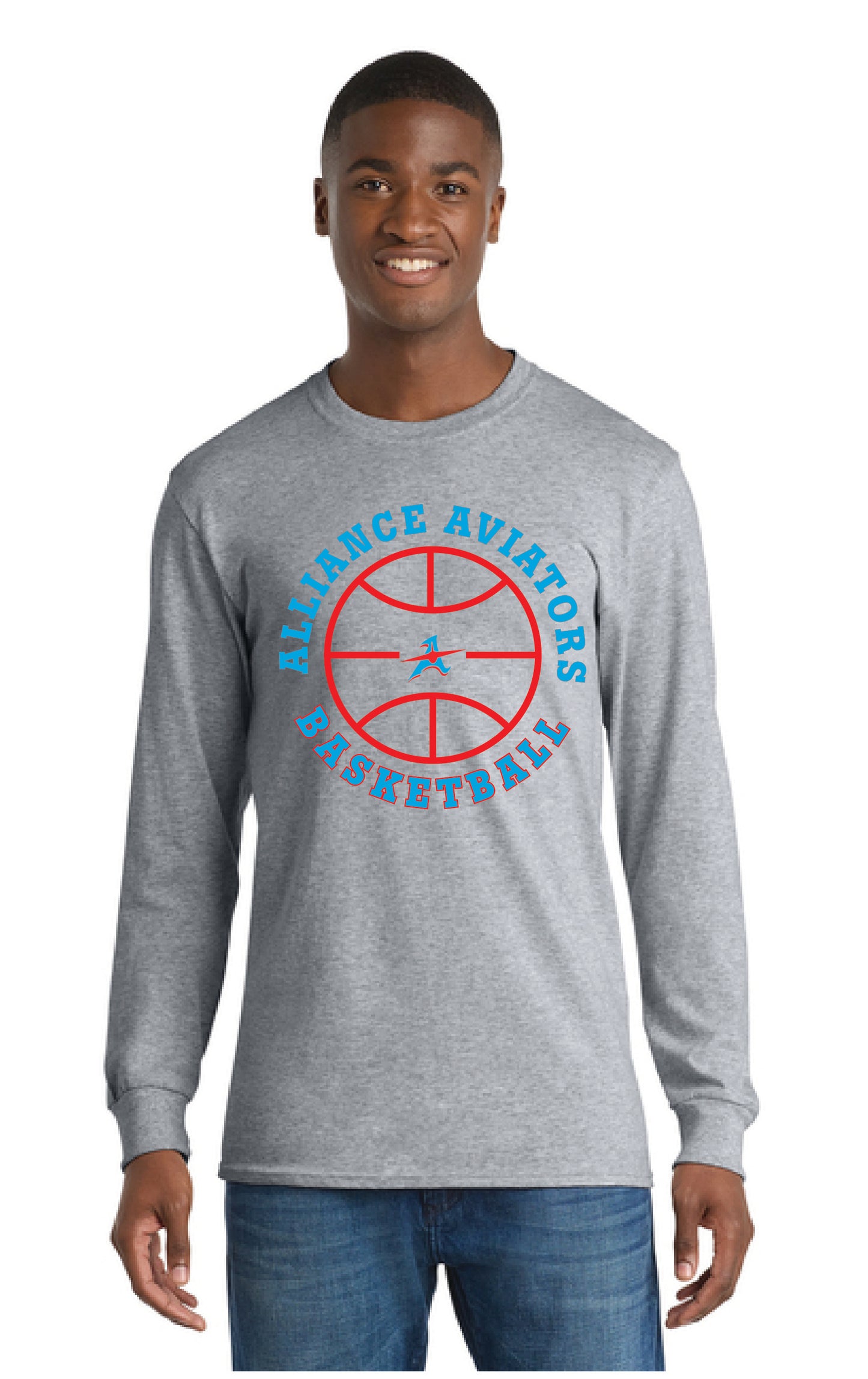 ALLIANCE AVIATORS Basketball PC55LS Port & Company® Long Sleeve Core Blend Tee 9