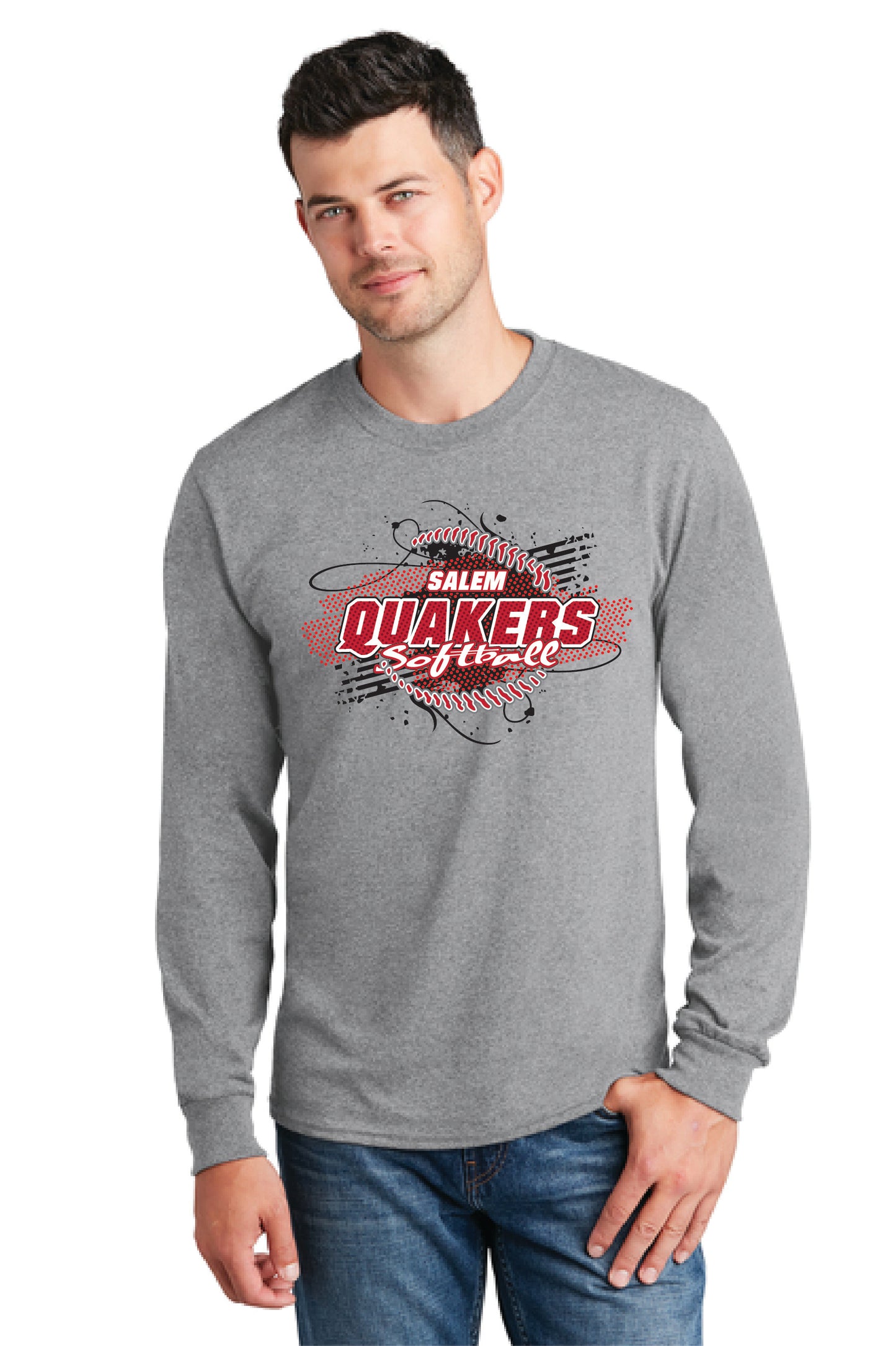 SALEM QUAKERS SOFTBALL PC54LS Port & Company® Long Sleeve Core Cotton Tee 1