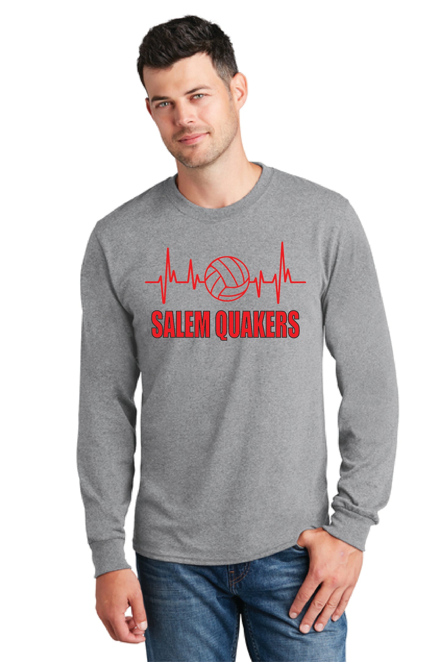 SALEM QUAKERS VOLLEYBALL PC54LS Port & Company® Long Sleeve Core Cotton Tee 9