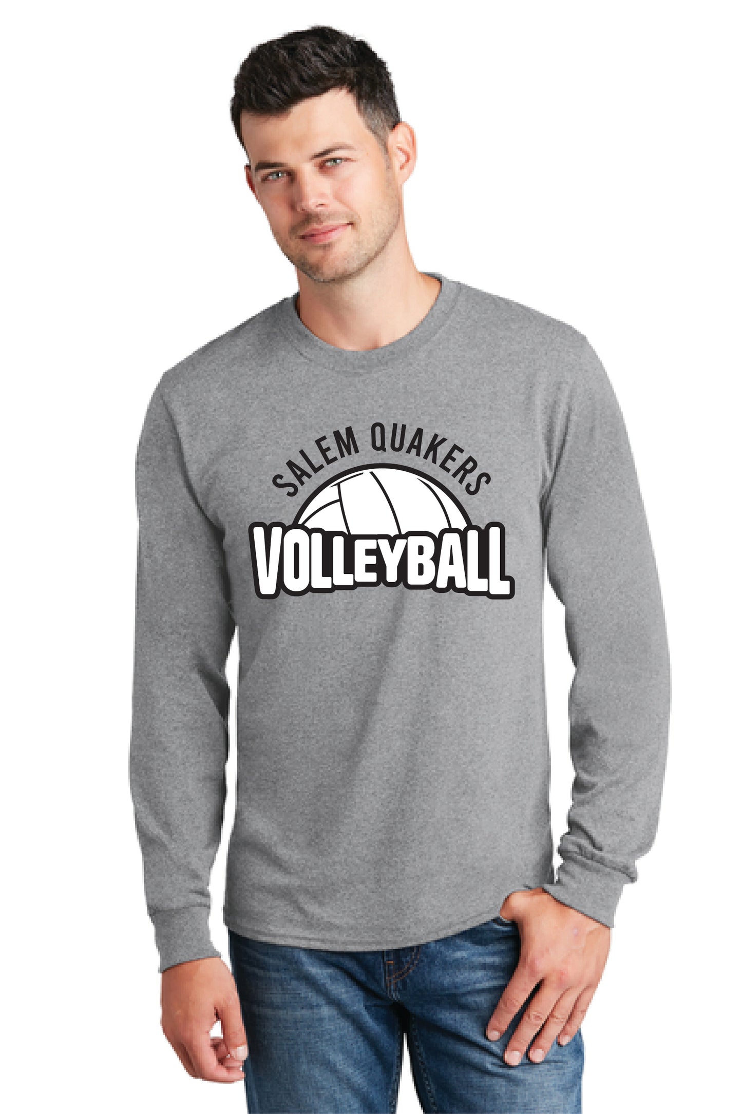 SALEM QUAKERS VOLLEYBALL PC54LS Port & Company® Long Sleeve Core Cotton Tee 8