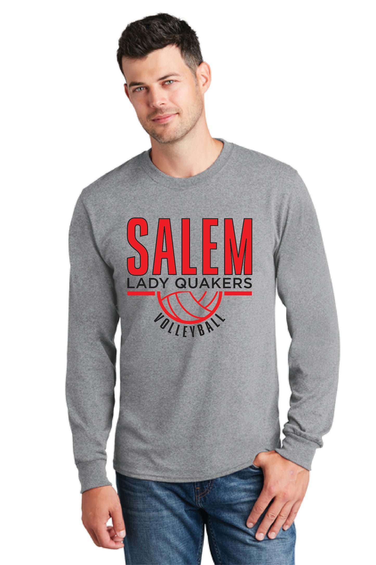 SALEM QUAKERS VOLLEYBALL PC54LS Port & Company® Long Sleeve Core Cotton Tee 2