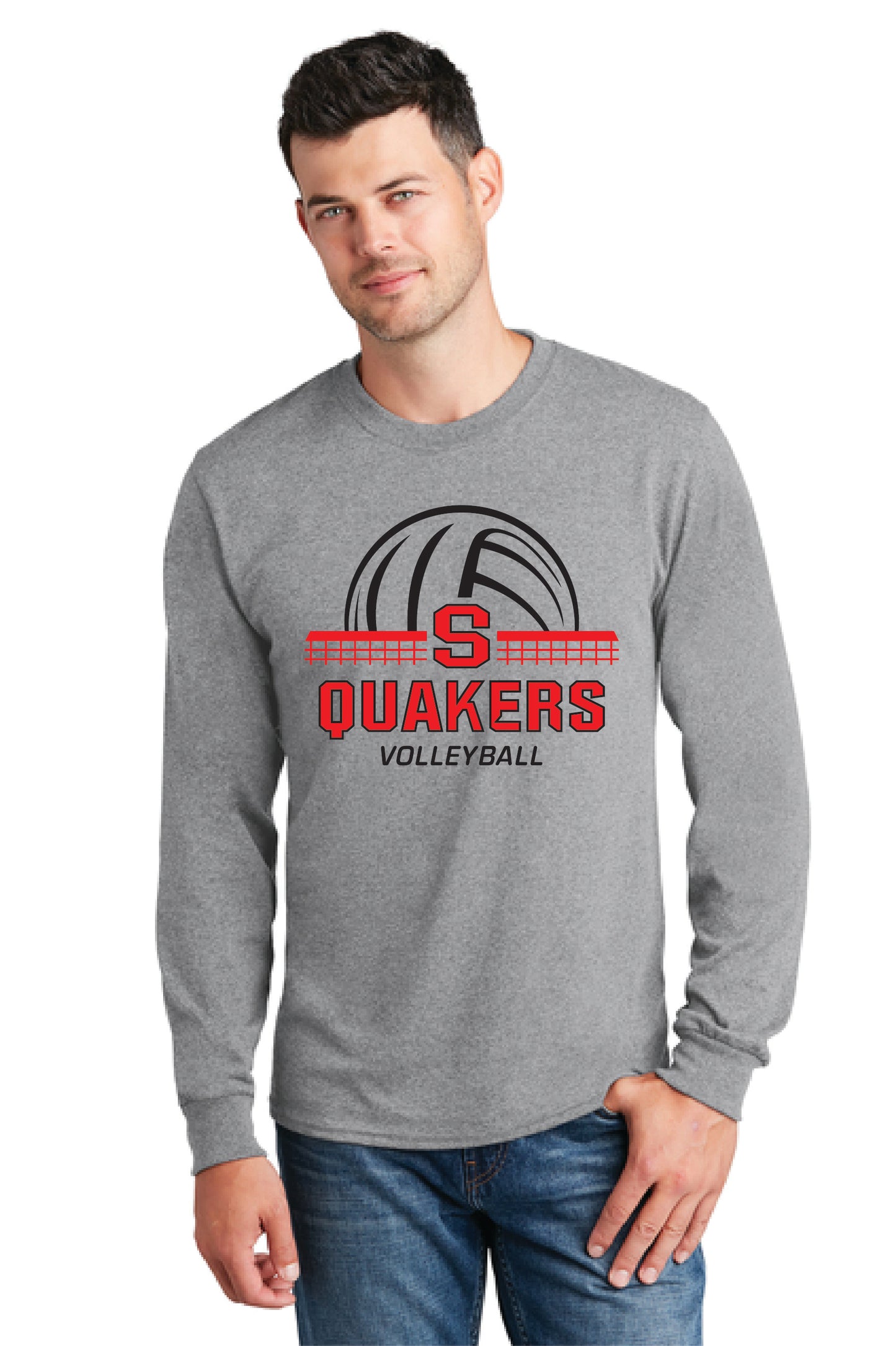 SALEM QUAKERS VOLLEYBALL PC54LS Port & Company® Long Sleeve Core Cotton Tee 3