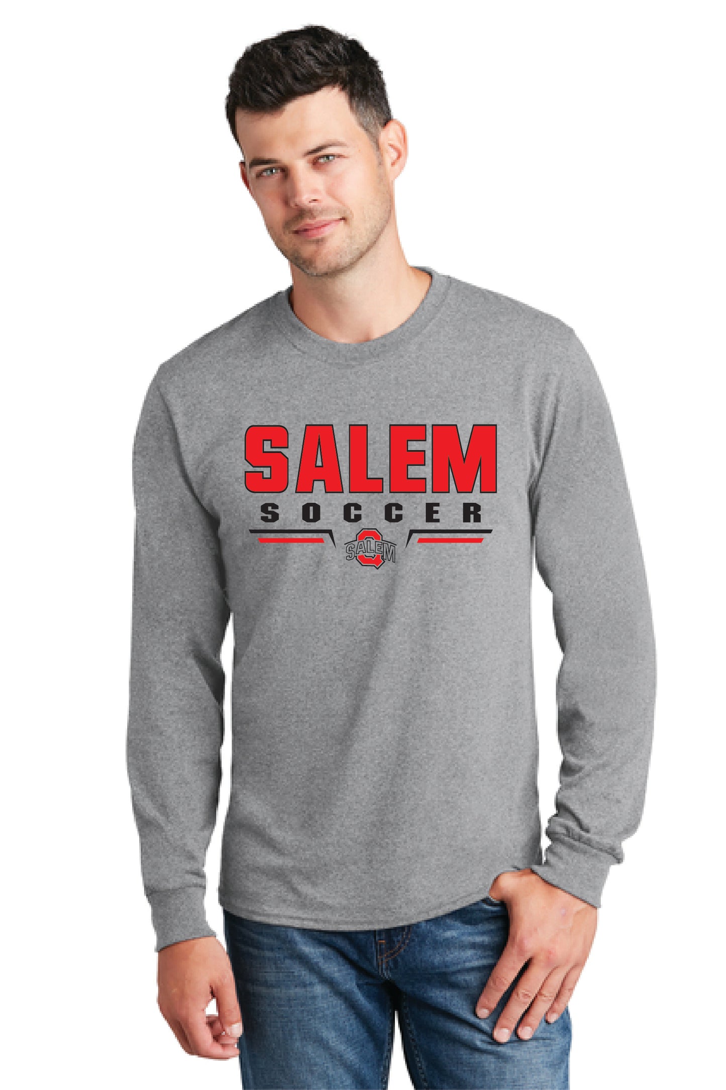 SALEM QUAKERS SOCCER PC54LS Port & Company® Long Sleeve Core Cotton Tee 1