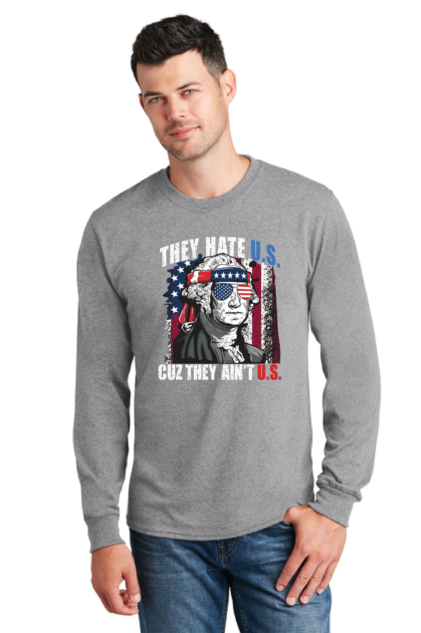 THEY HATE U.S. CUZ THEY AINT U.S. PC54LS Port & Company® Long Sleeve Core Cotton Tee 20