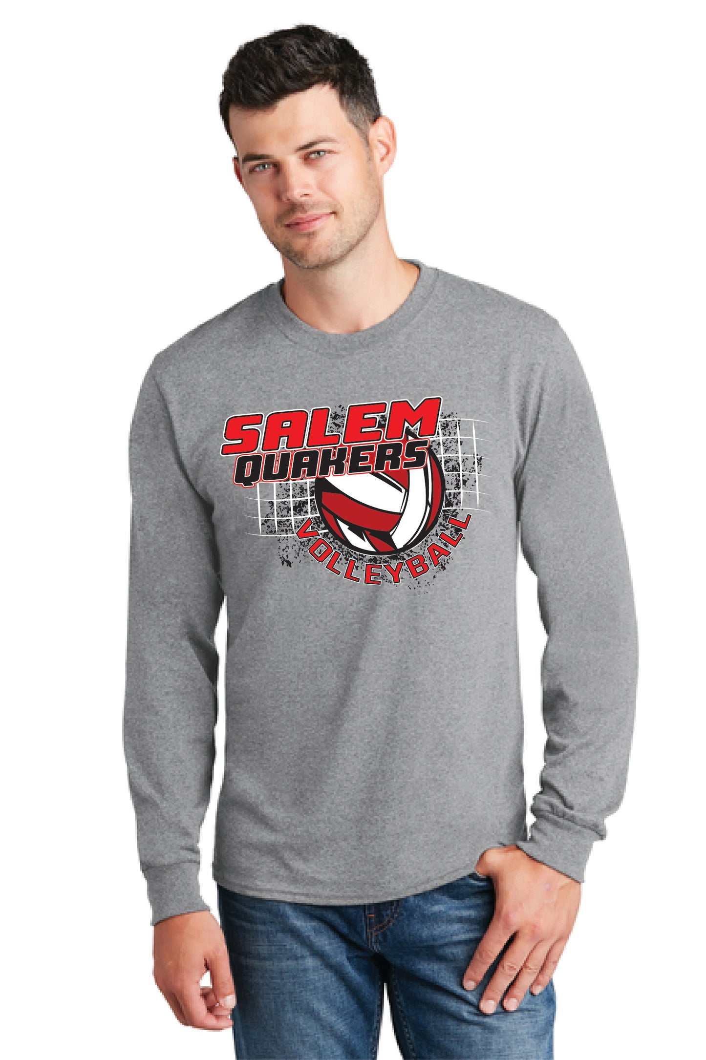 SALEM QUAKERS VOLLEYBALL PC54LS Port & Company® Long Sleeve Core Cotton Tee 7
