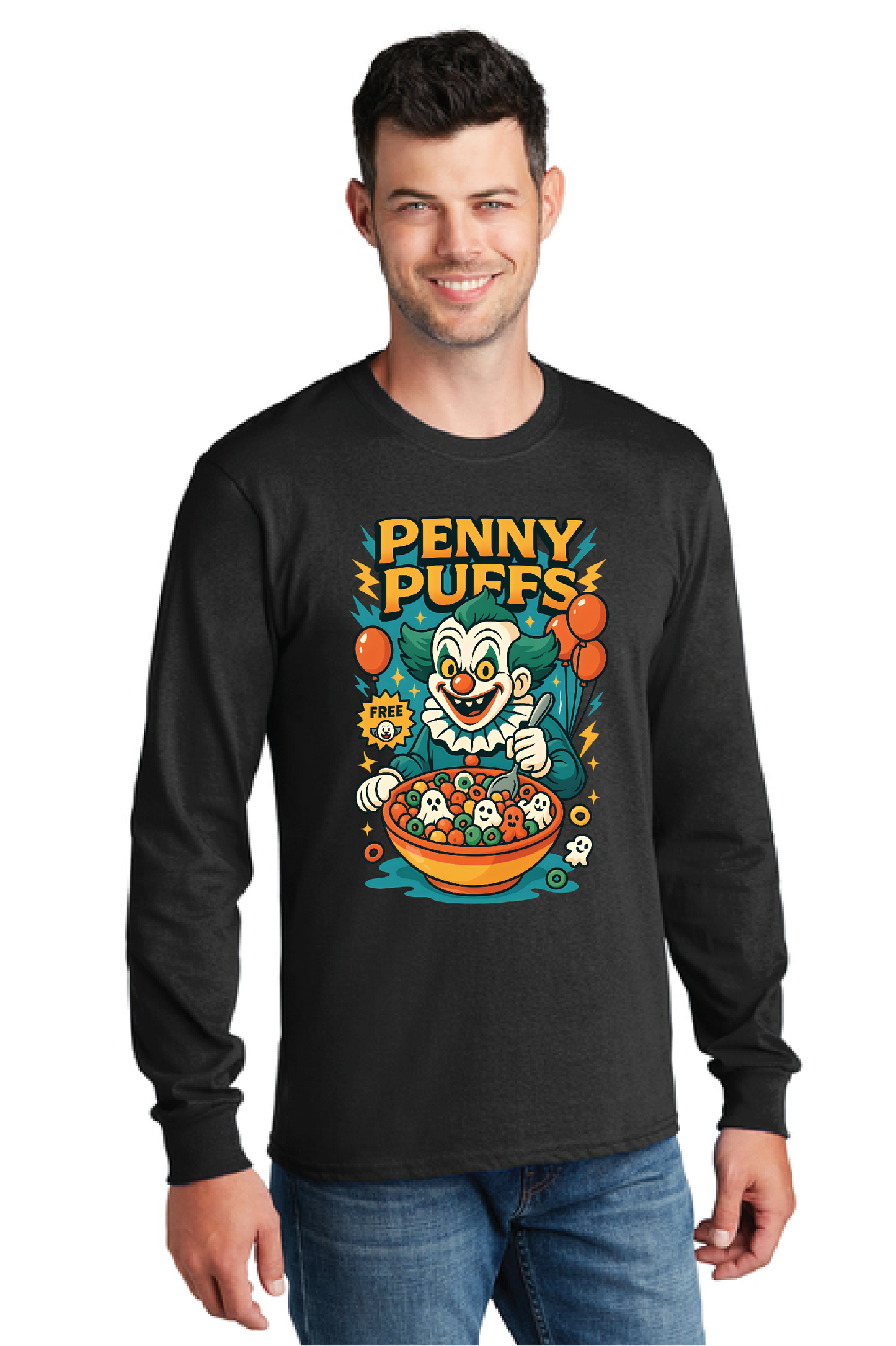 HALLOWEEN PENNY PUFFS PC55LS Port & Company® Long Sleeve Core Cotton Tee HW-4