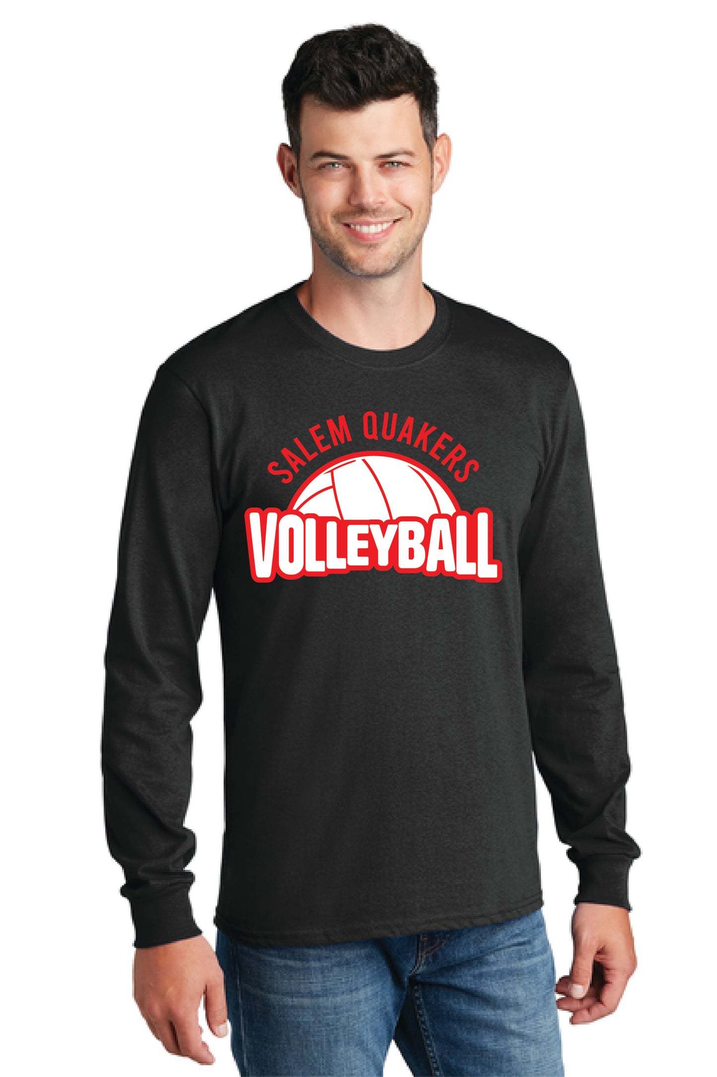 SALEM QUAKERS VOLLEYBALL PC54LS Port & Company® Long Sleeve Core Cotton Tee 8