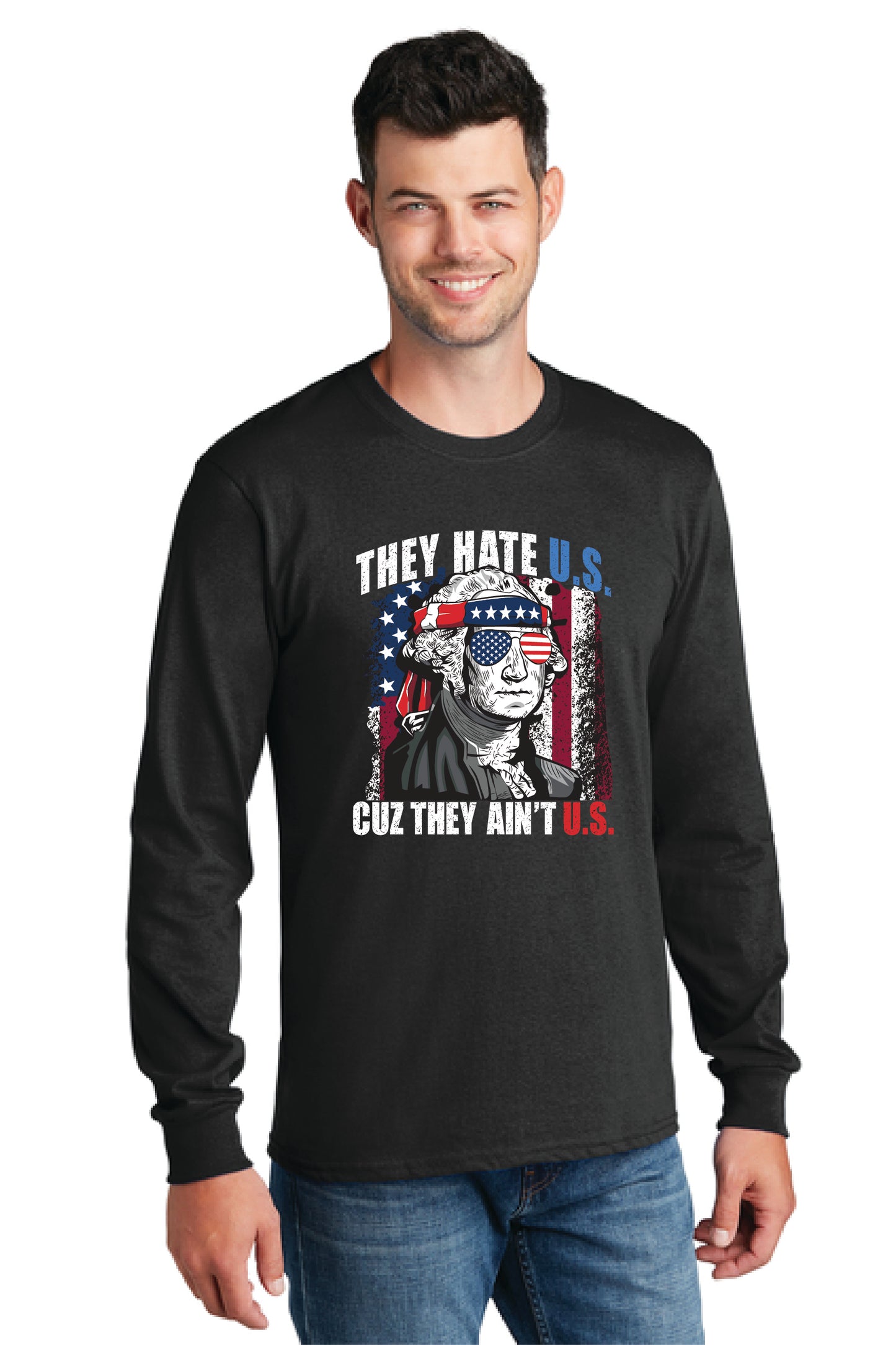 THEY HATE U.S. CUZ THEY AINT U.S. PC54LS Port & Company® Long Sleeve Core Cotton Tee 20