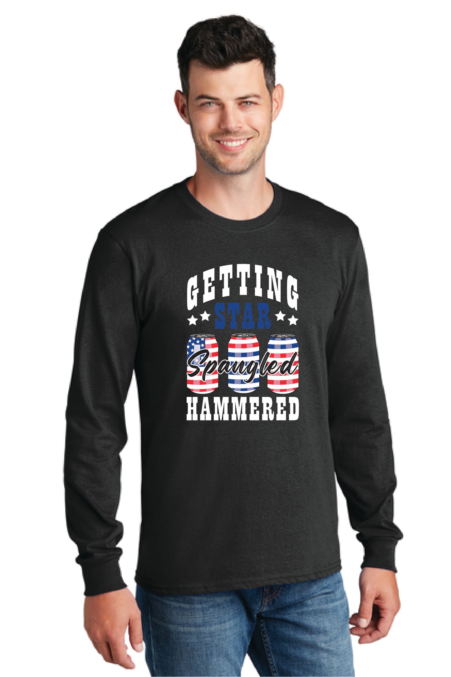 STAR SPANGLED HAMMERED PC54LS Port & Company® Long Sleeve Core Cotton Tee 11
