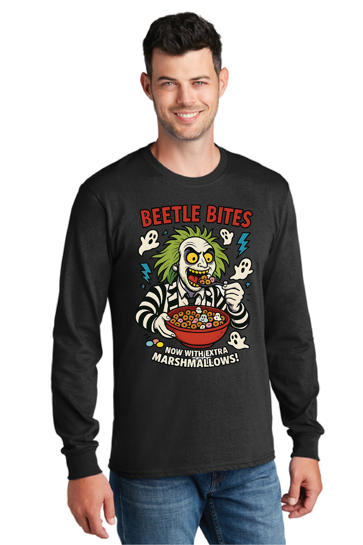 HALLOWEEN BEETLE BITES PC55LS Port & Company® Long Sleeve Core Cotton Tee HW-6