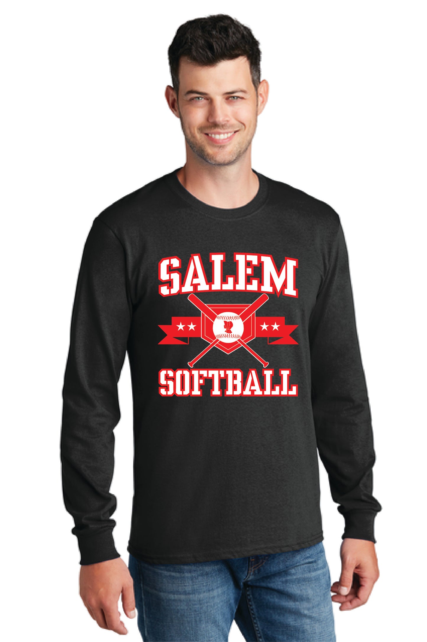 SALEM QUAKERS SOFTBALL PC54LS Port & Company® Long Sleeve Core Cotton Tee 3