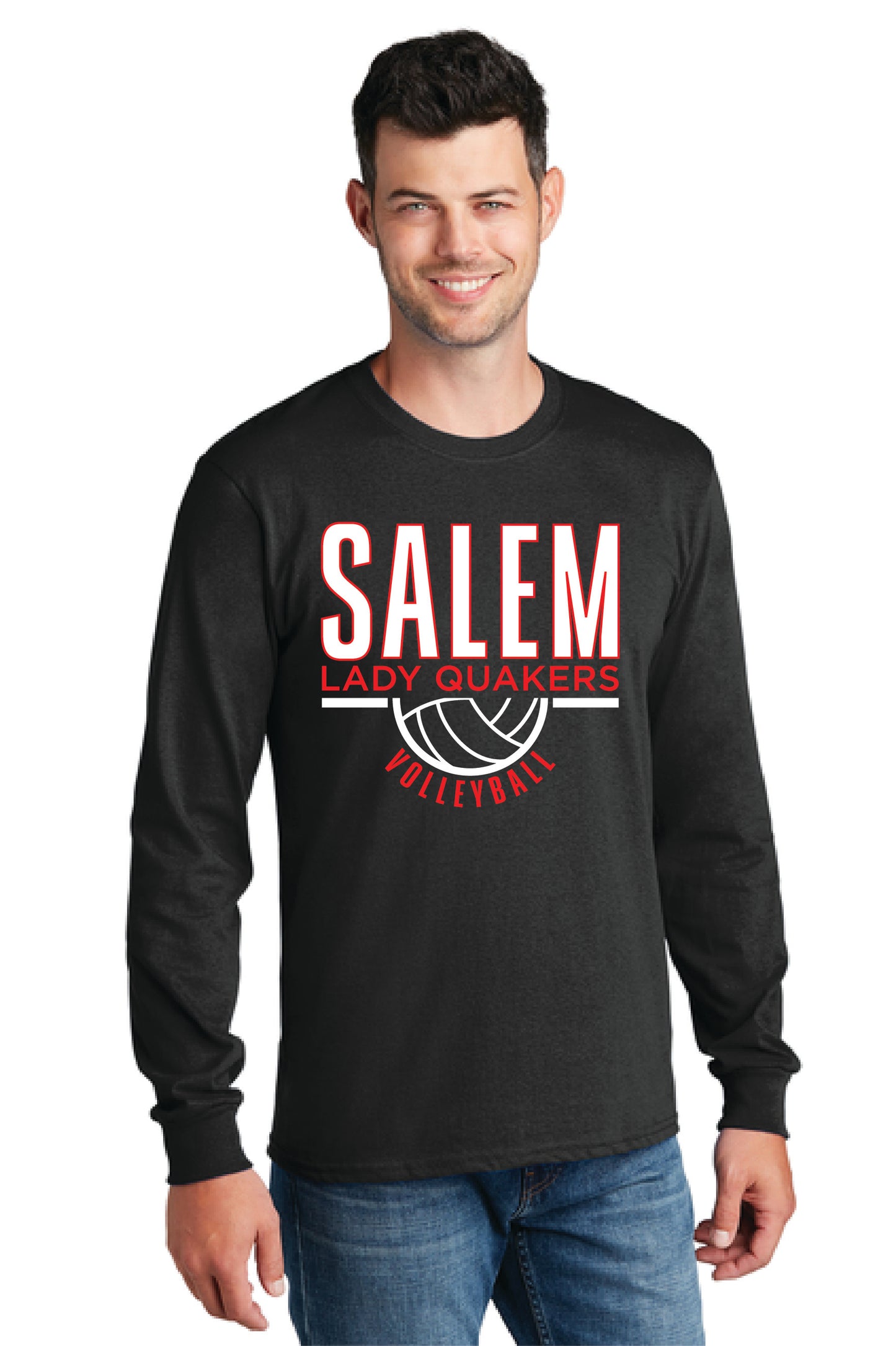 SALEM QUAKERS VOLLEYBALL PC54LS Port & Company® Long Sleeve Core Cotton Tee 2