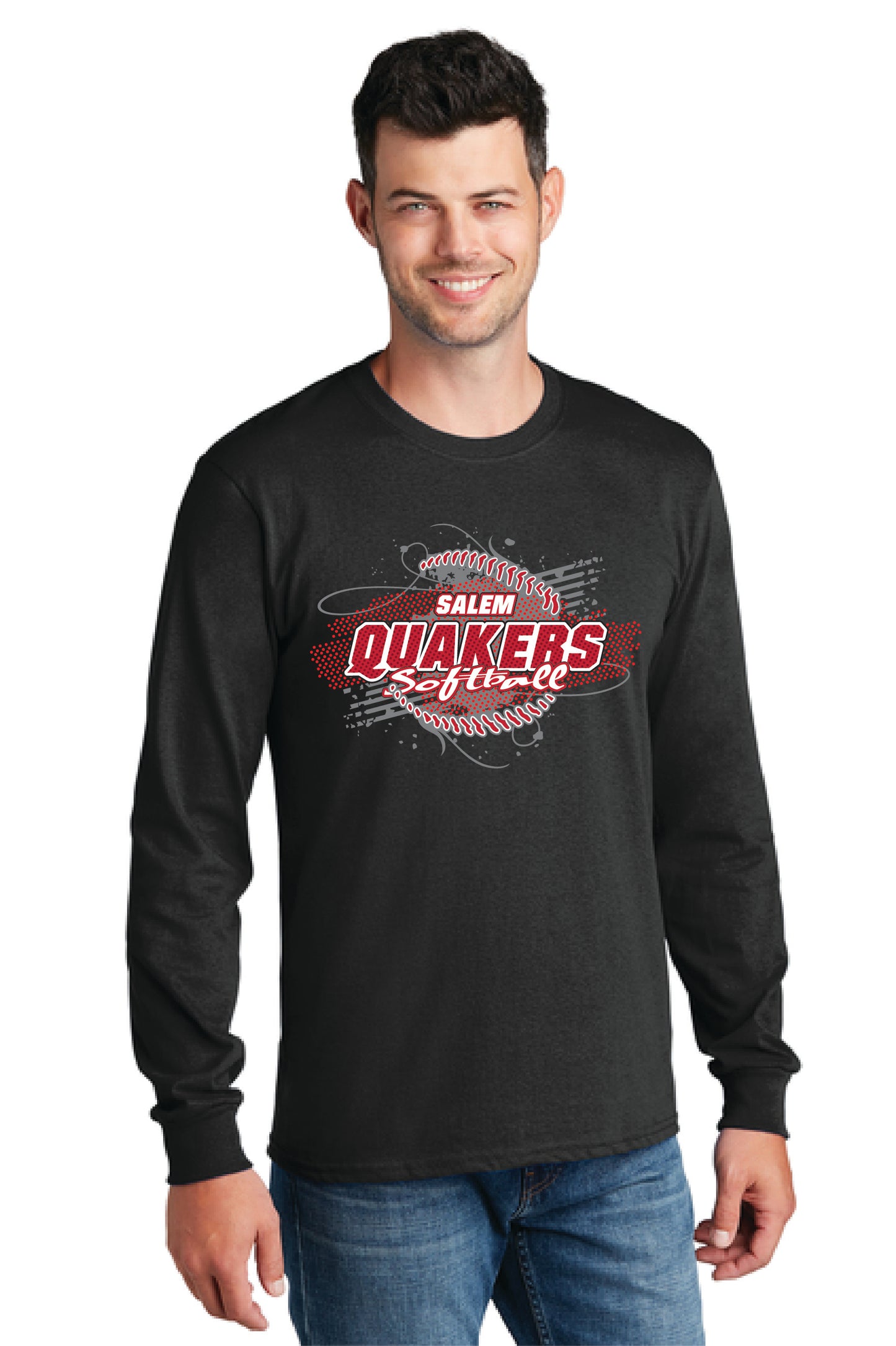 SALEM QUAKERS SOFTBALL PC54LS Port & Company® Long Sleeve Core Cotton Tee 1